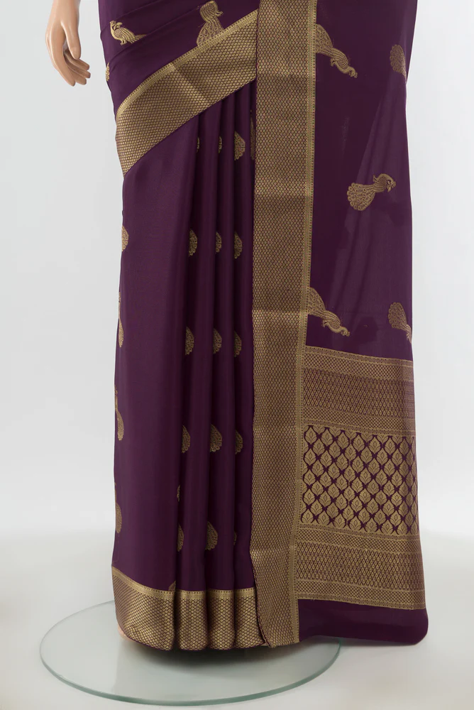 Violet Mysore Crepe Saree - Image 3