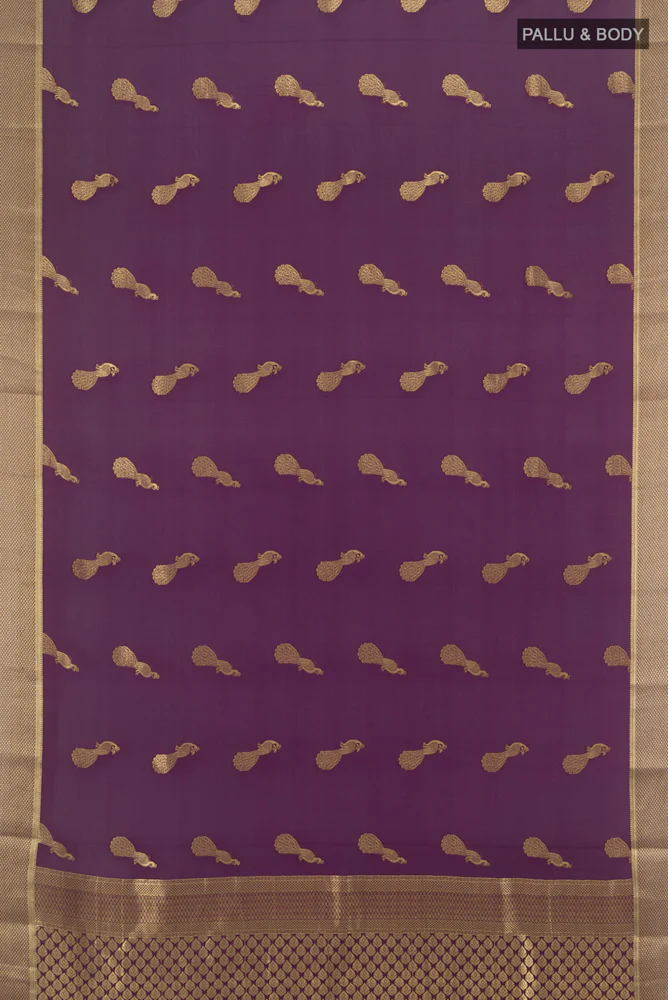 Violet Mysore Crepe Saree - Image 5