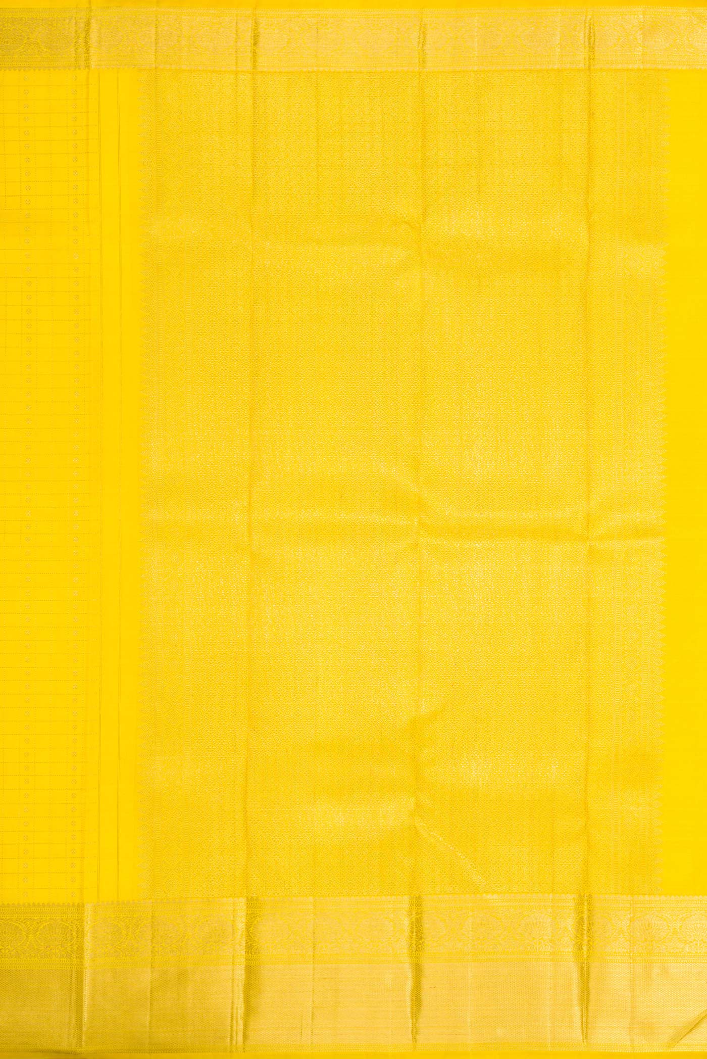 Pure Silk Pure Zari Yellow Dual Tone Kanchipuram Saree - Image 7
