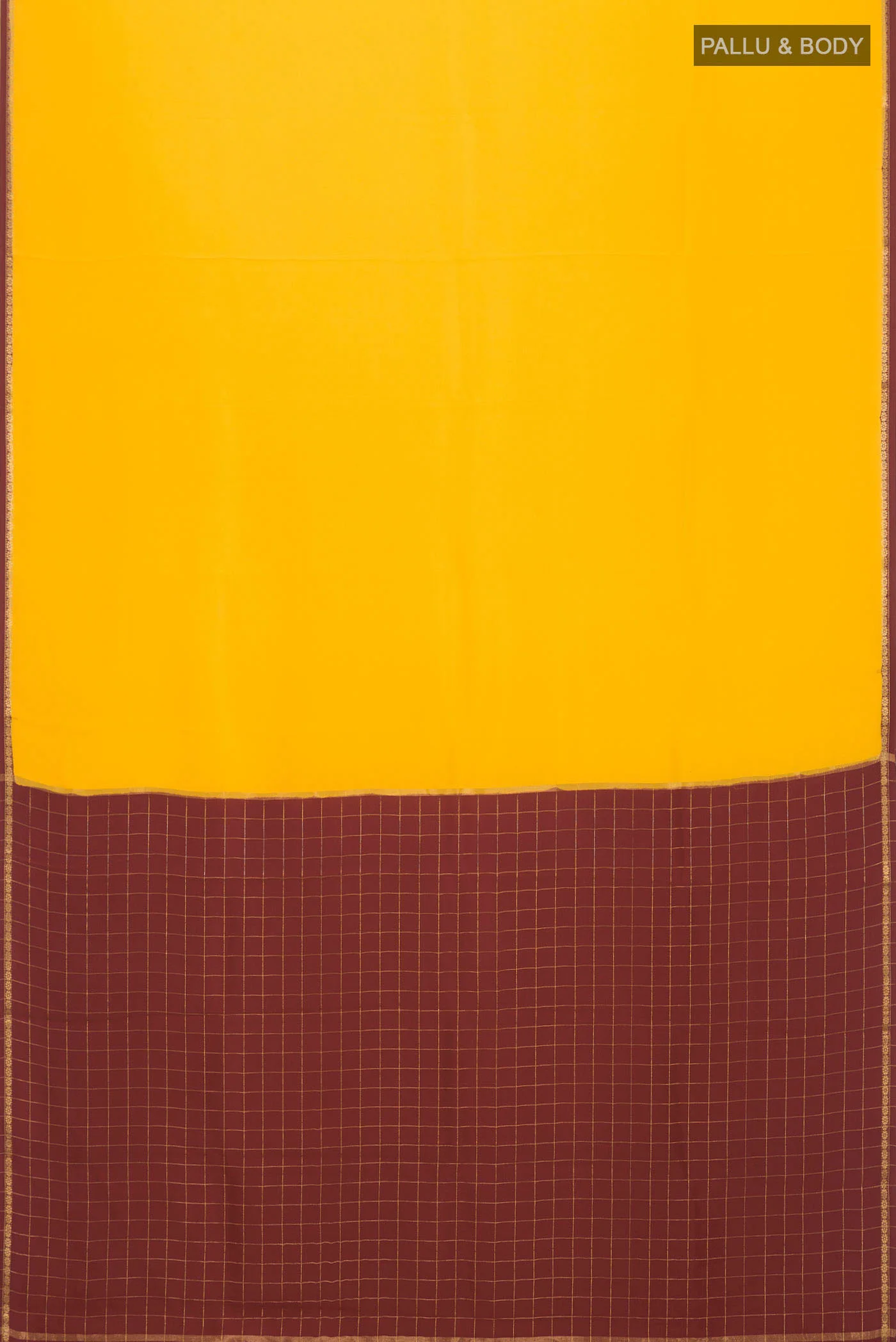 Pure Silk Pure Zari Yellow Mysore Crepe Saree - Image 5