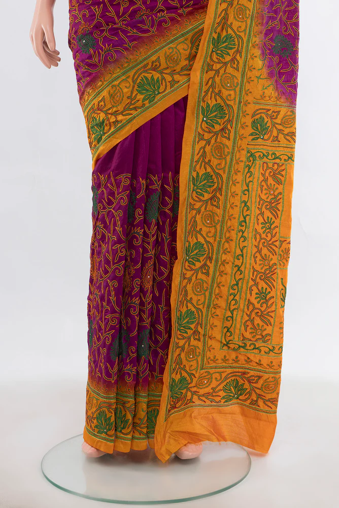 Purple Blended Raw Silk Saree - Image 3