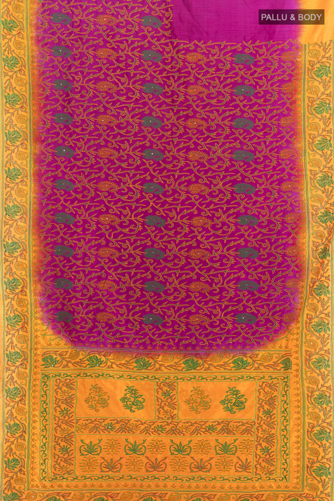 Purple Blended Raw Silk Saree - Image 5