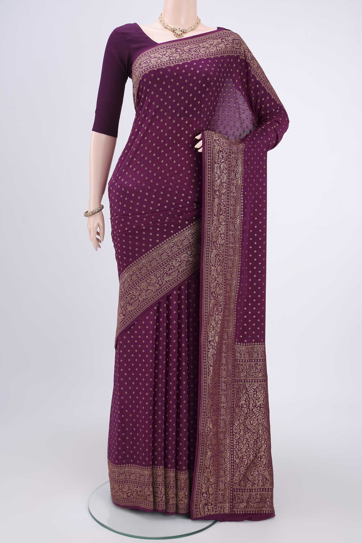 Purple Banarasi Georgette Saree