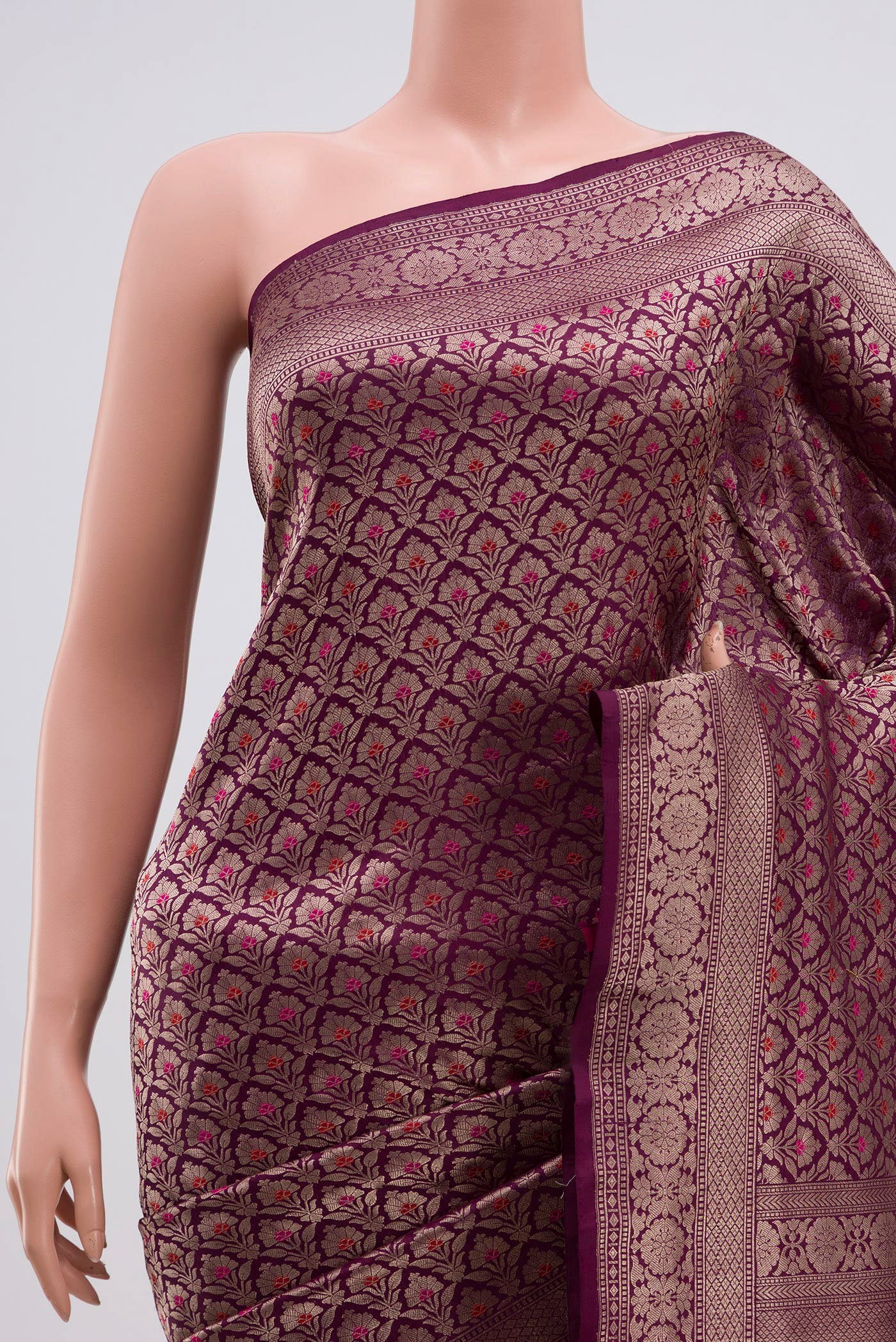 Purple Banarasi Silk Saree - Image 2