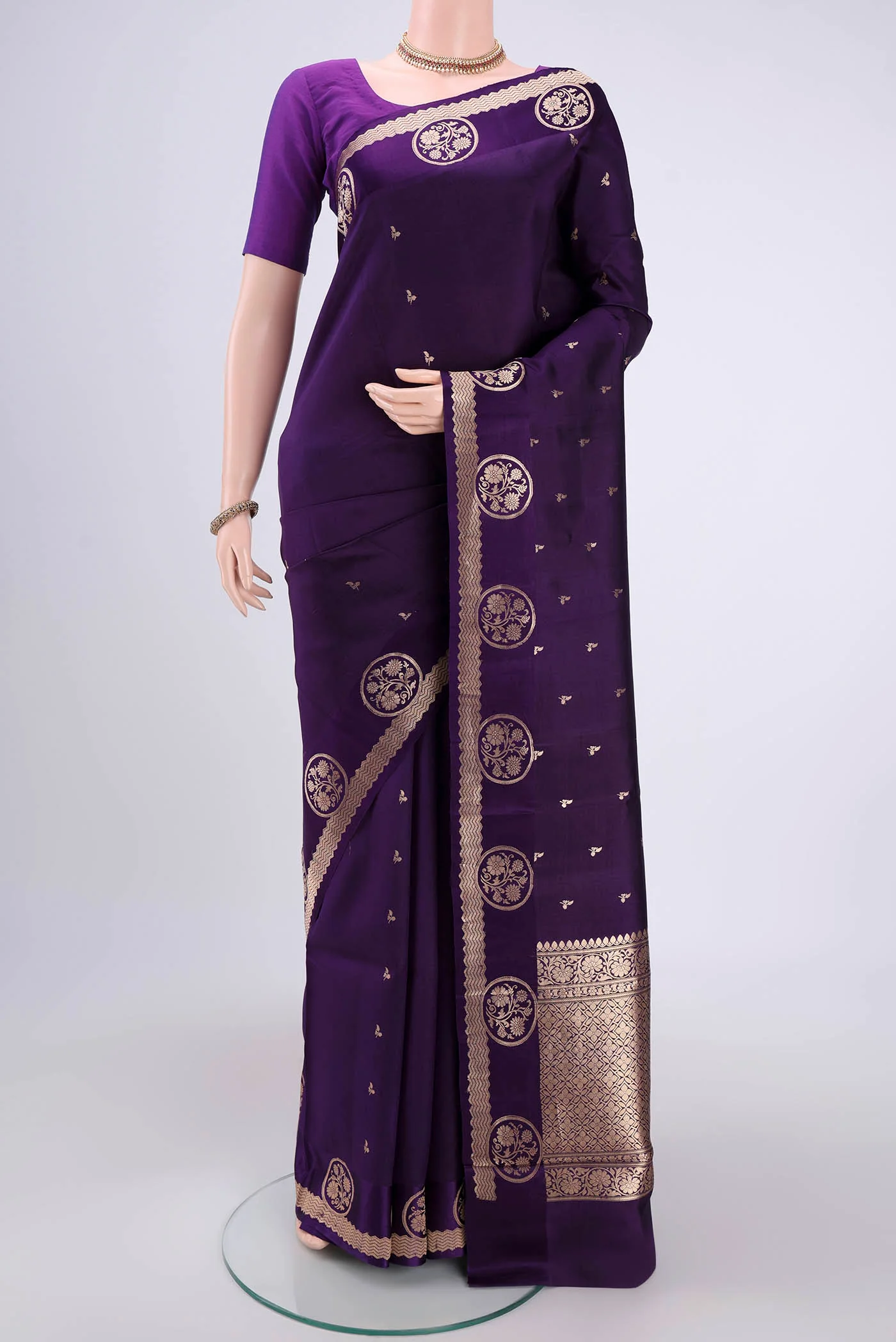 Violet Banarasi Katan Silk Saree