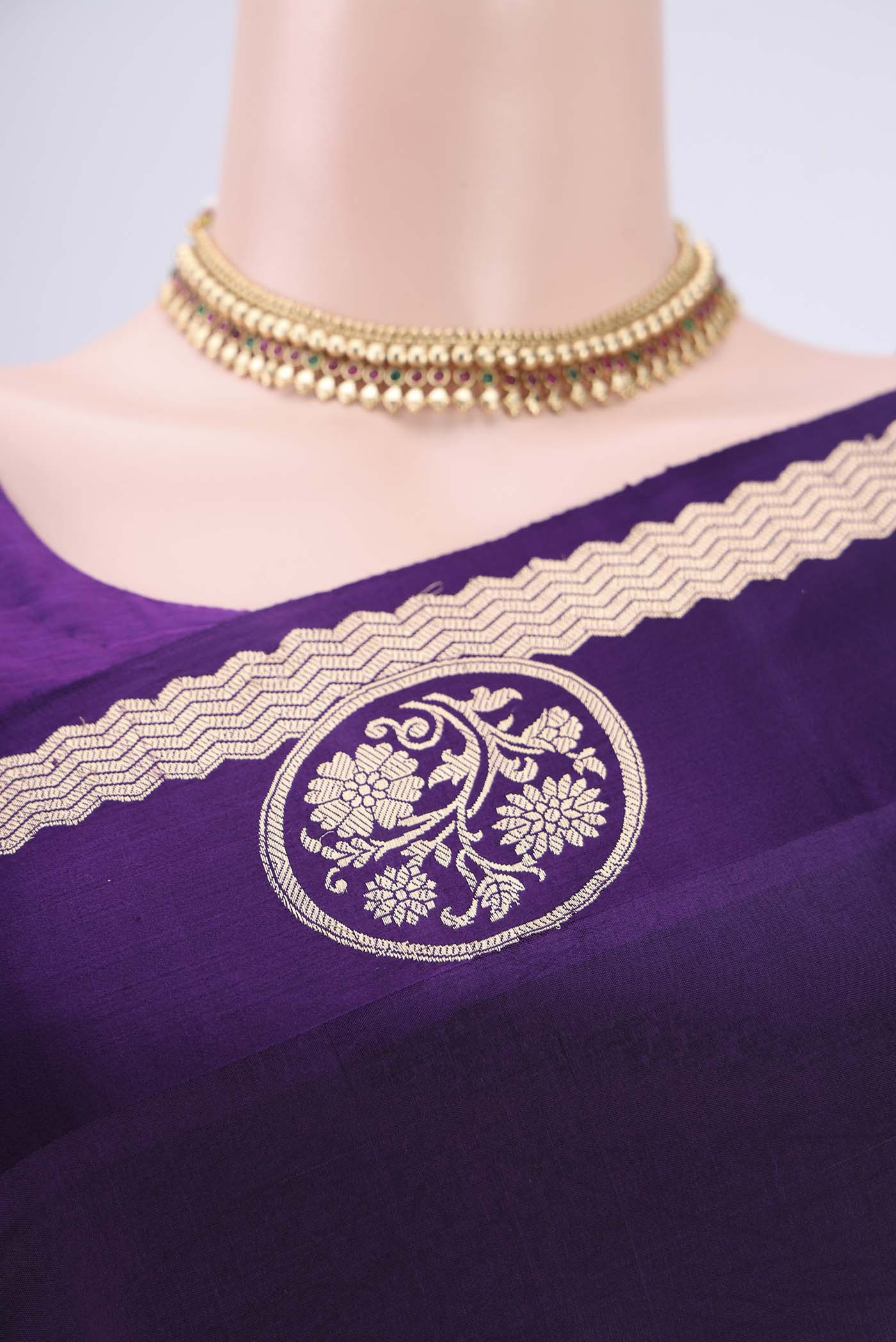 Violet Banarasi Katan Silk Saree - Image 2