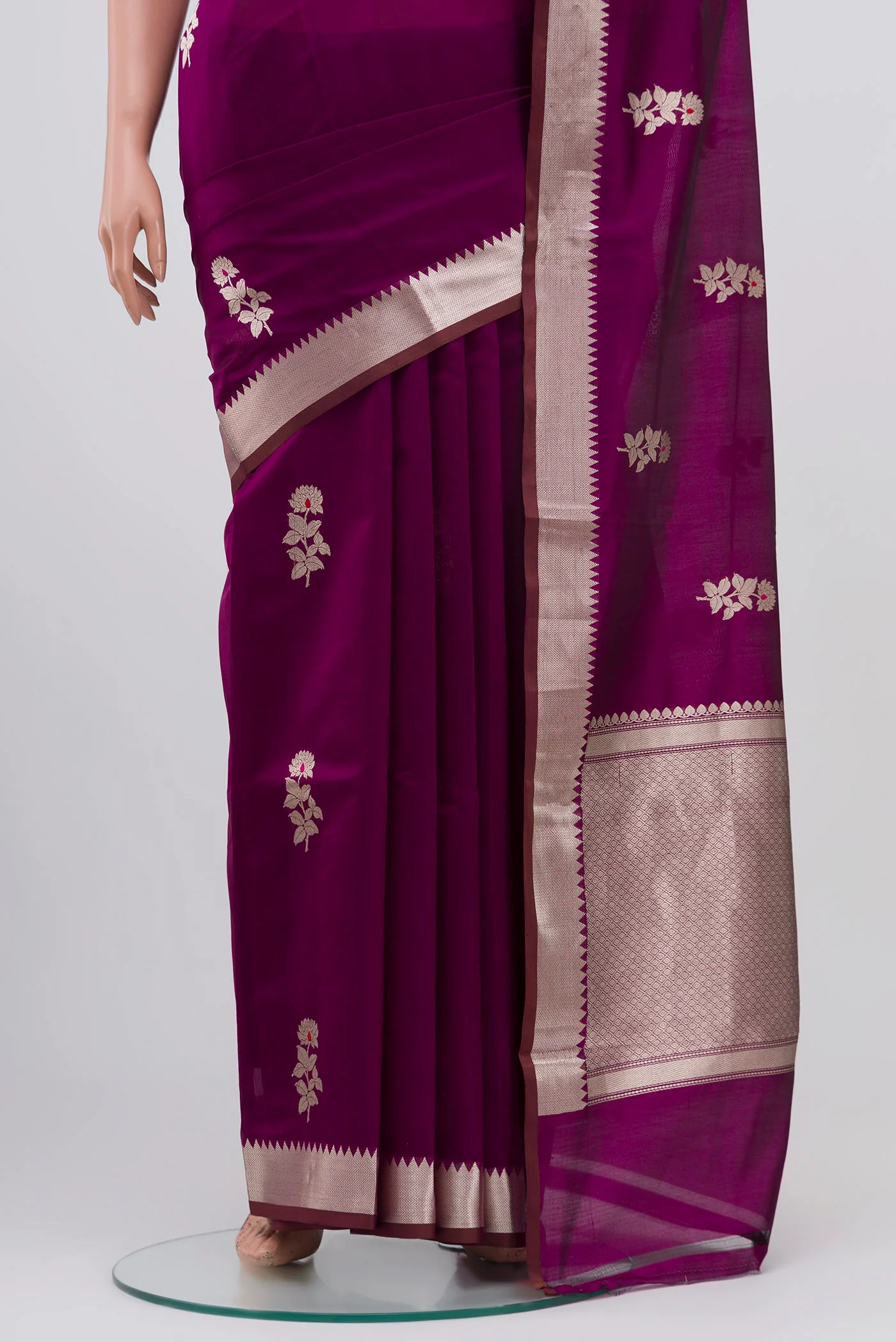 Purple Banarasi Katan Silk Saree - Image 3