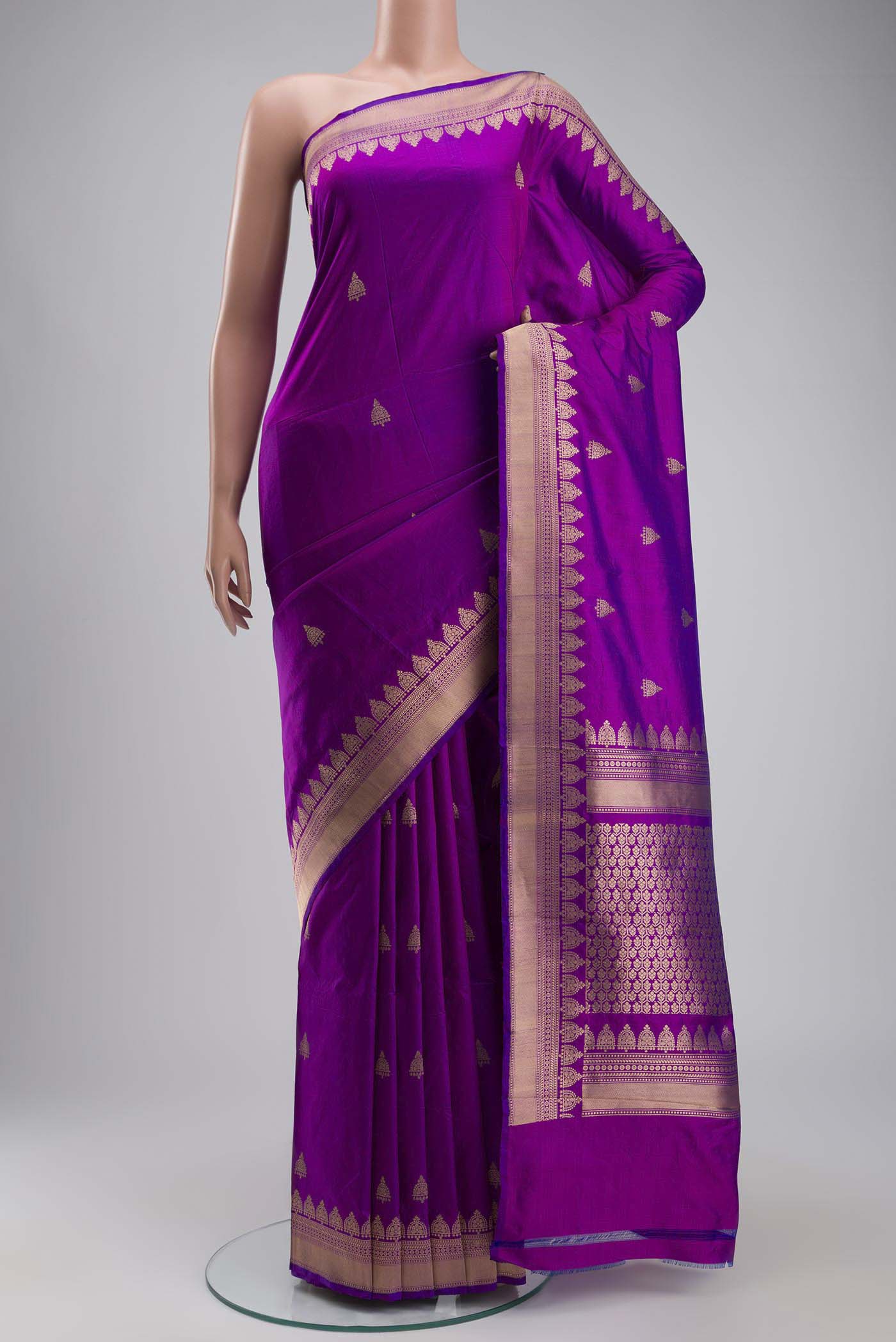 Purple Banarasi Katan Silk Saree