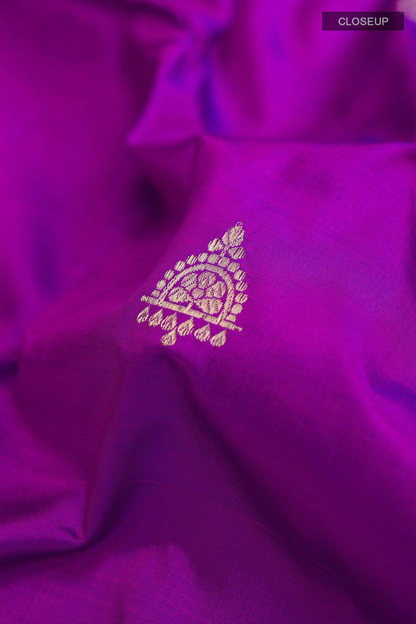 Purple Banarasi Katan Silk Saree - Image 2