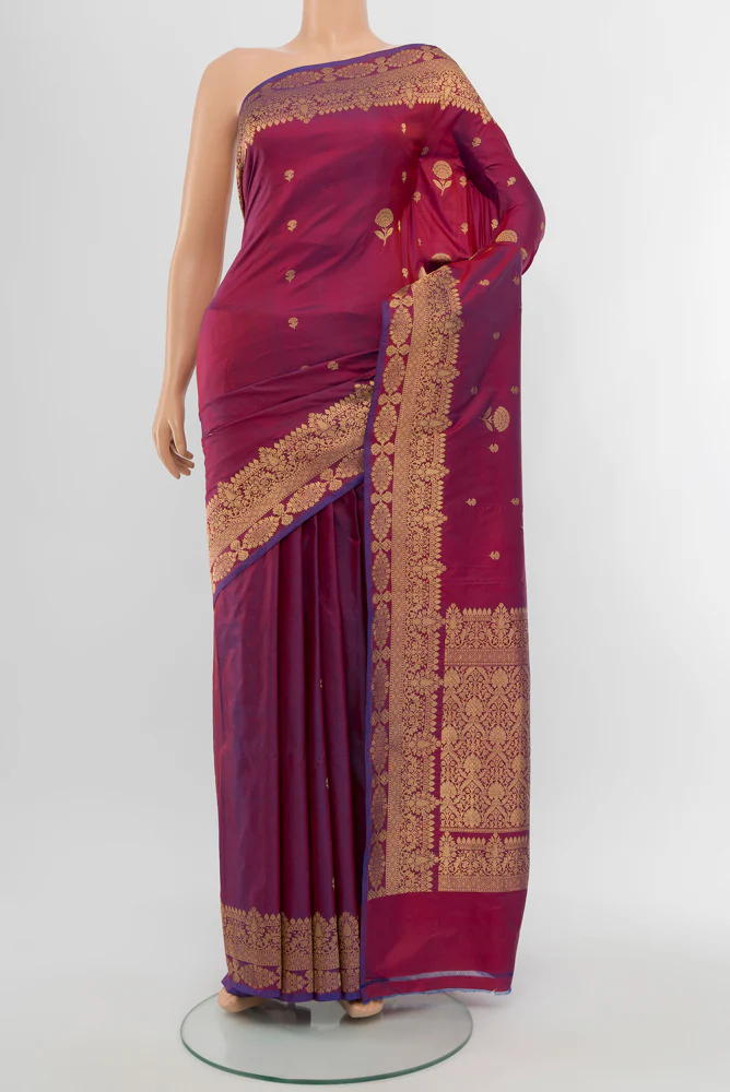 Purple Banarasi Katan Silk Saree