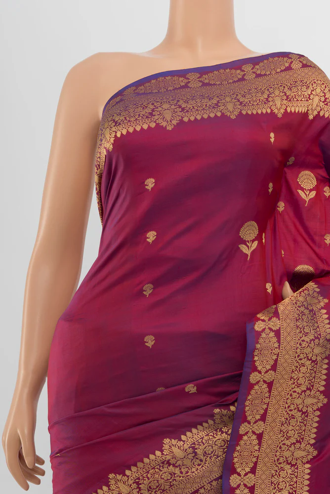 Purple Banarasi Katan Silk Saree - Image 2