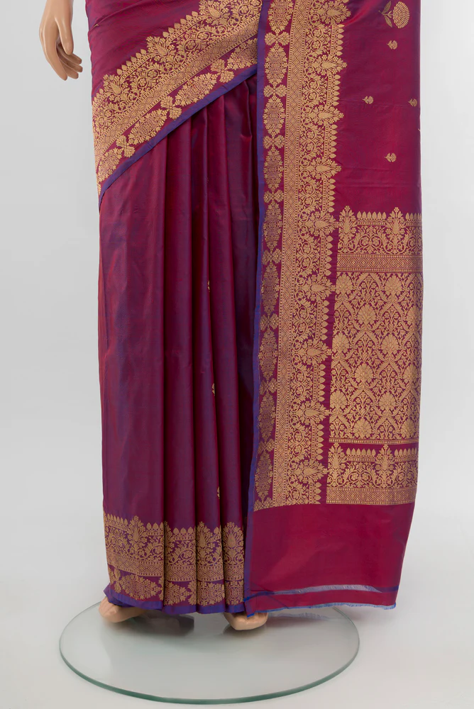 Purple Banarasi Katan Silk Saree - Image 3
