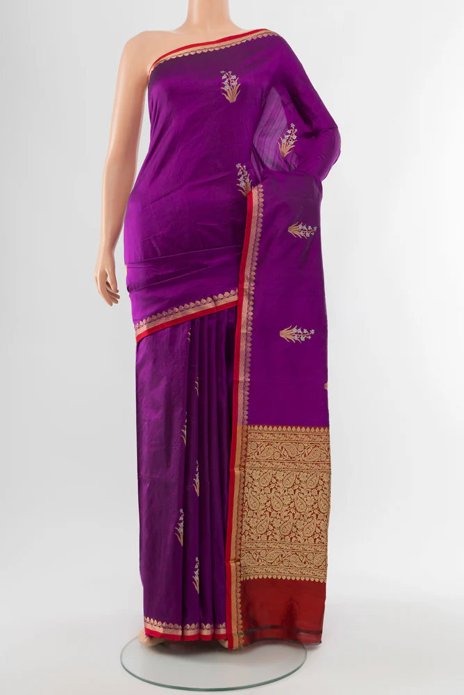 Purple Banarasi Katan Silk Saree