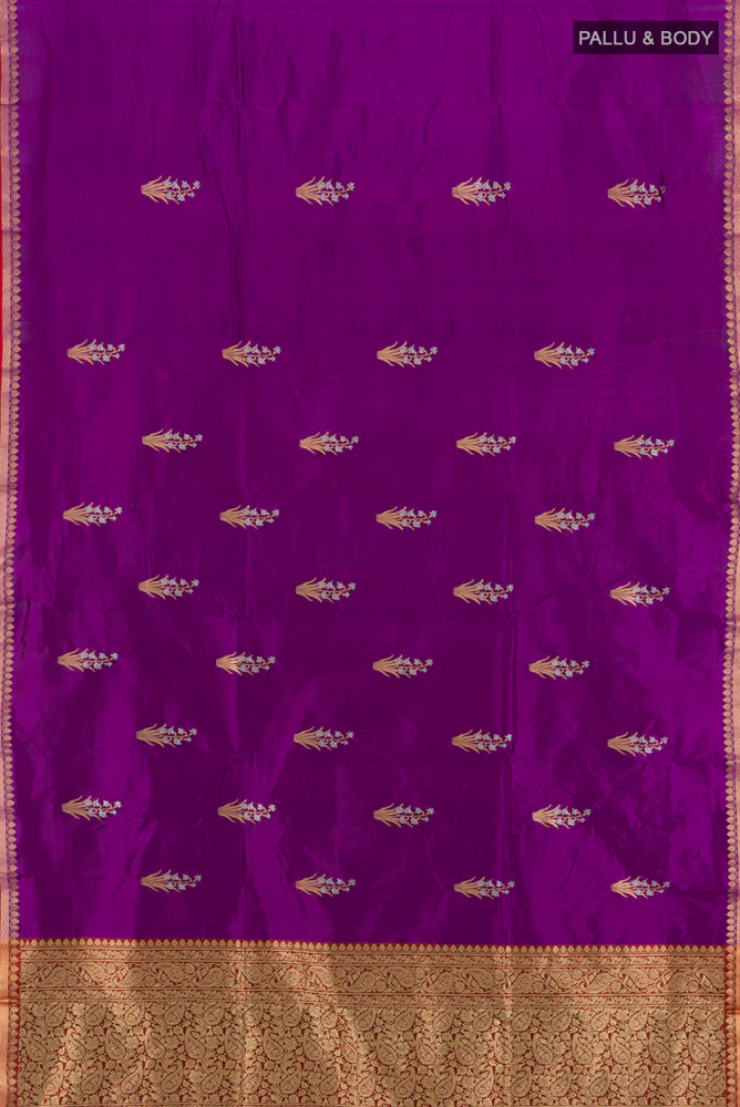 Purple Banarasi Katan Silk Saree - Image 5
