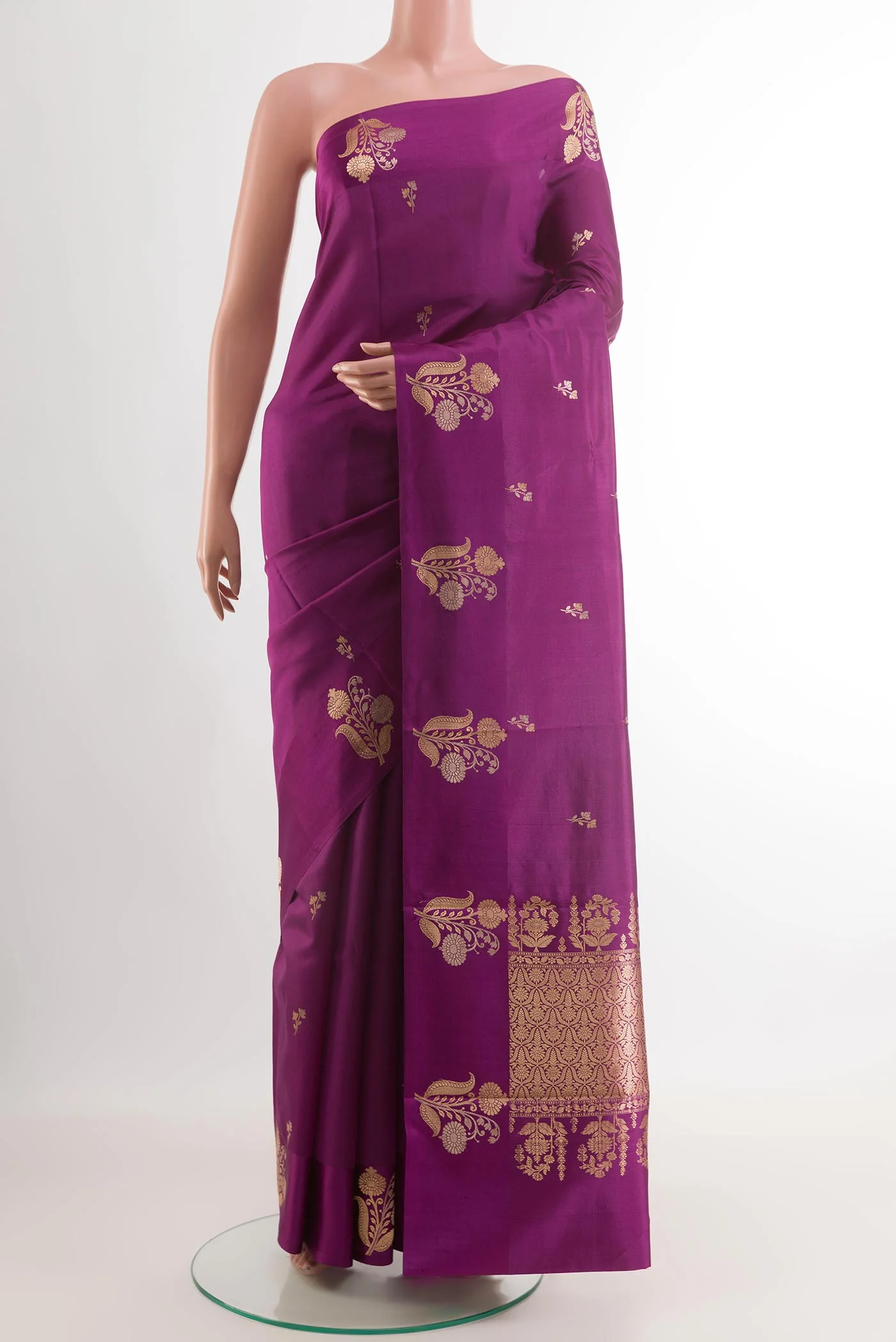 Purple Banarasi Katan Silk Saree