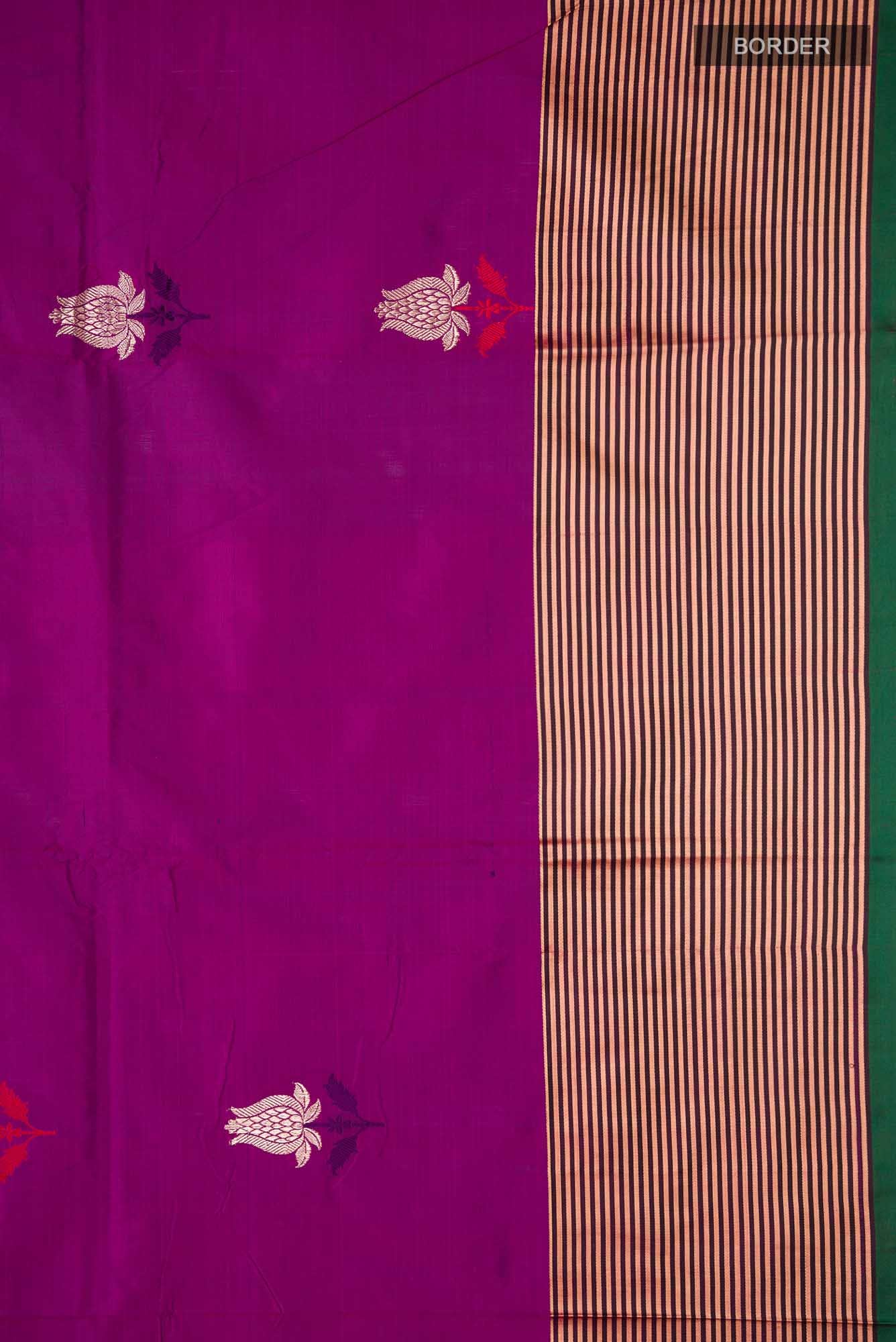 Purple Banarasi Katan Silk Saree - Image 4