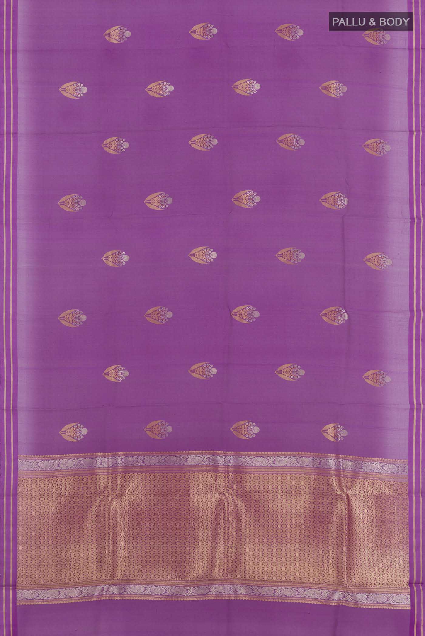 Purple Banarasi Kora Silk Saree - Image 3