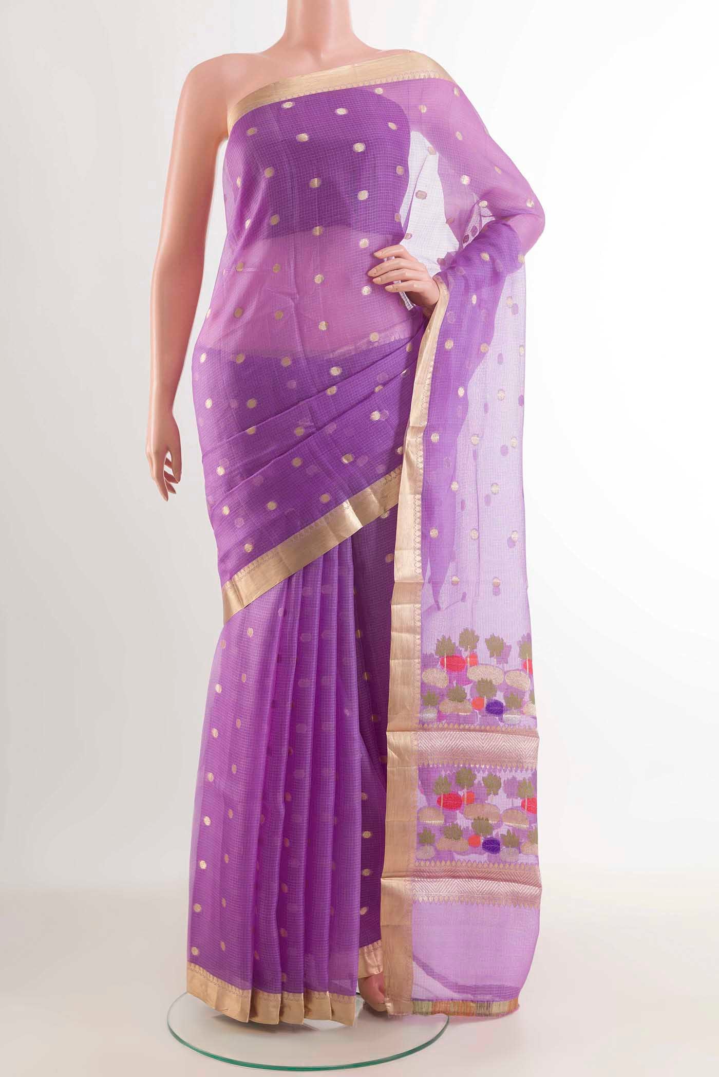 Purple Banarasi Kota Silk Saree