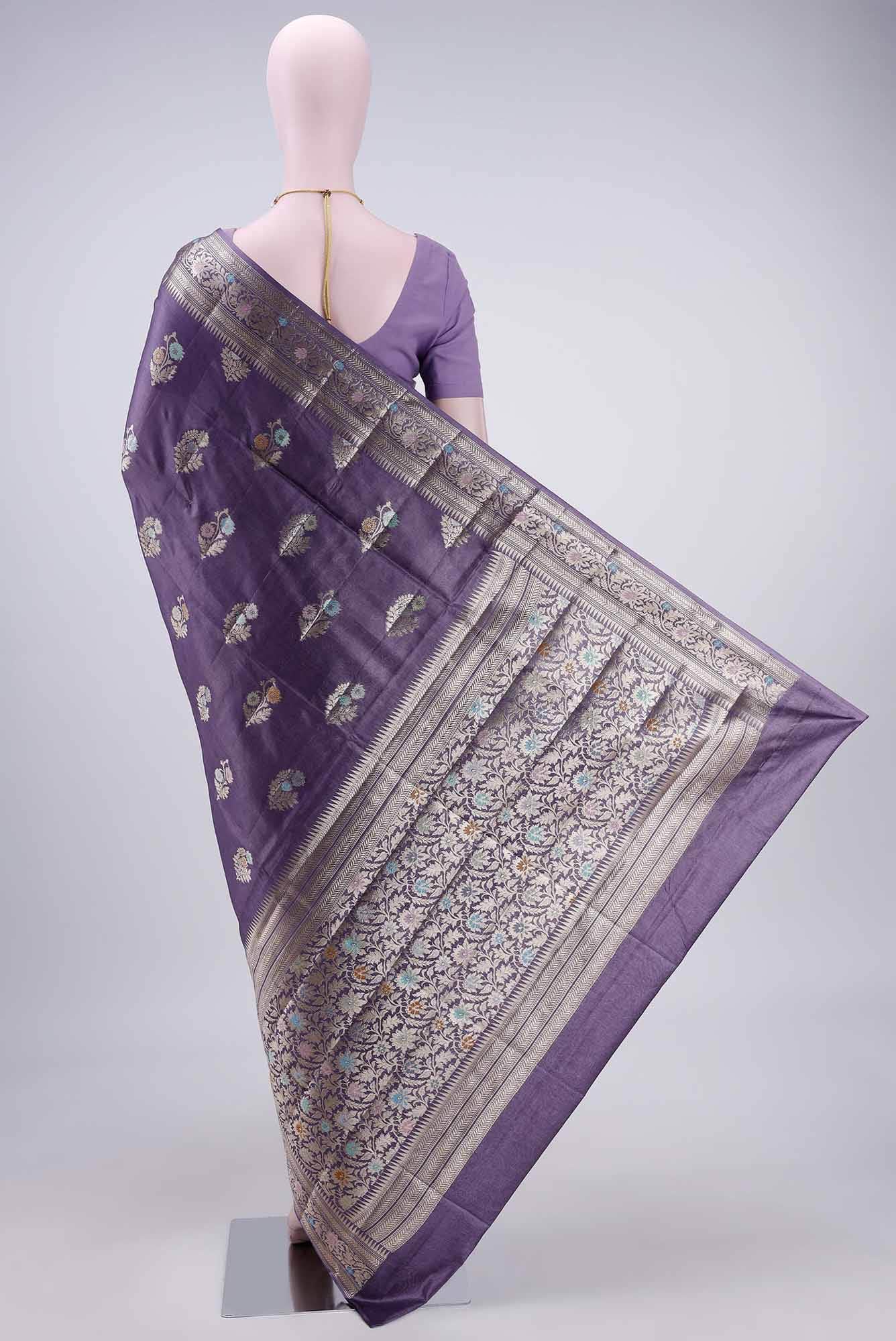 Purple Banarasi Raw Silk Saree - Image 2