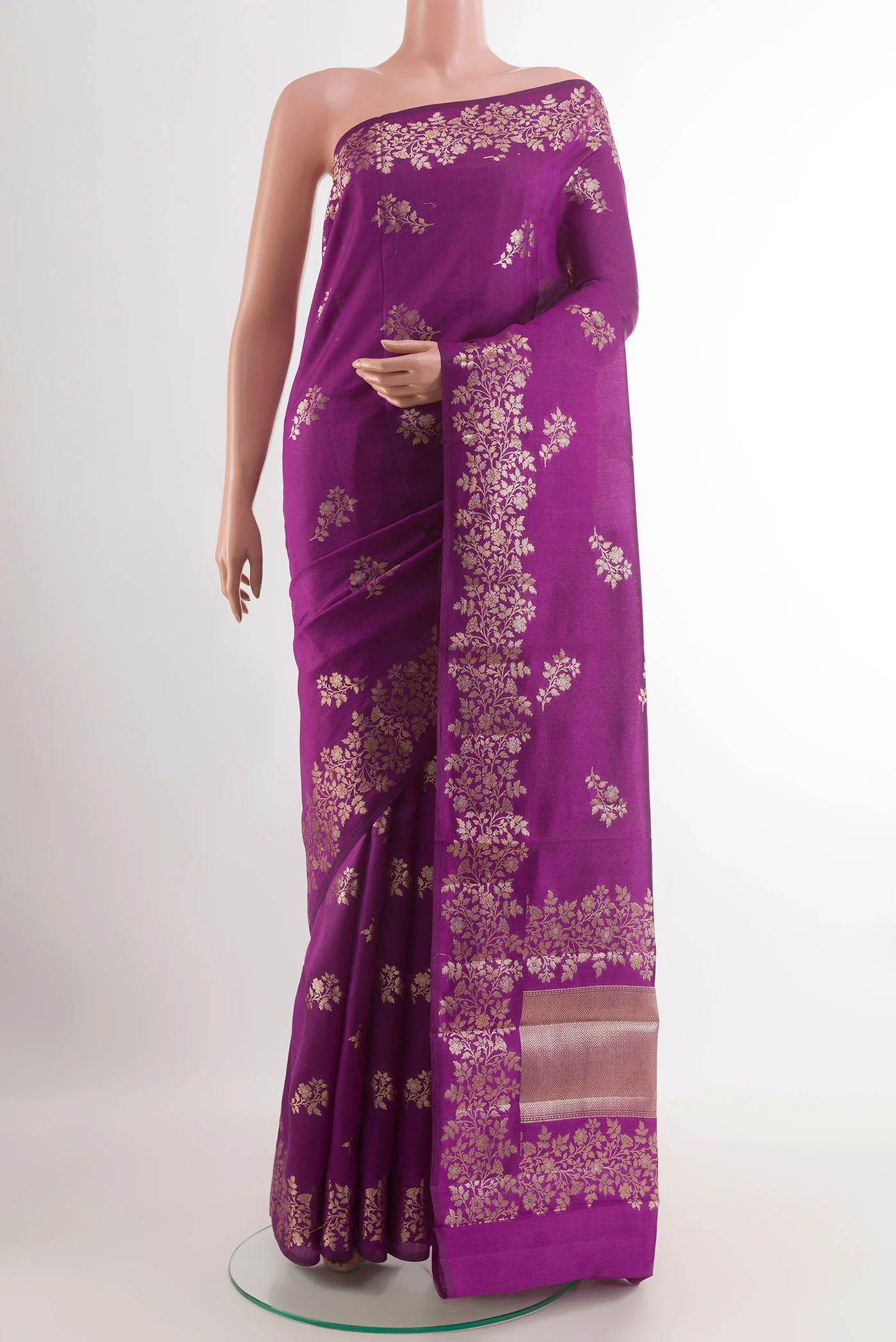 Purple Banarasi Raw Silk Saree