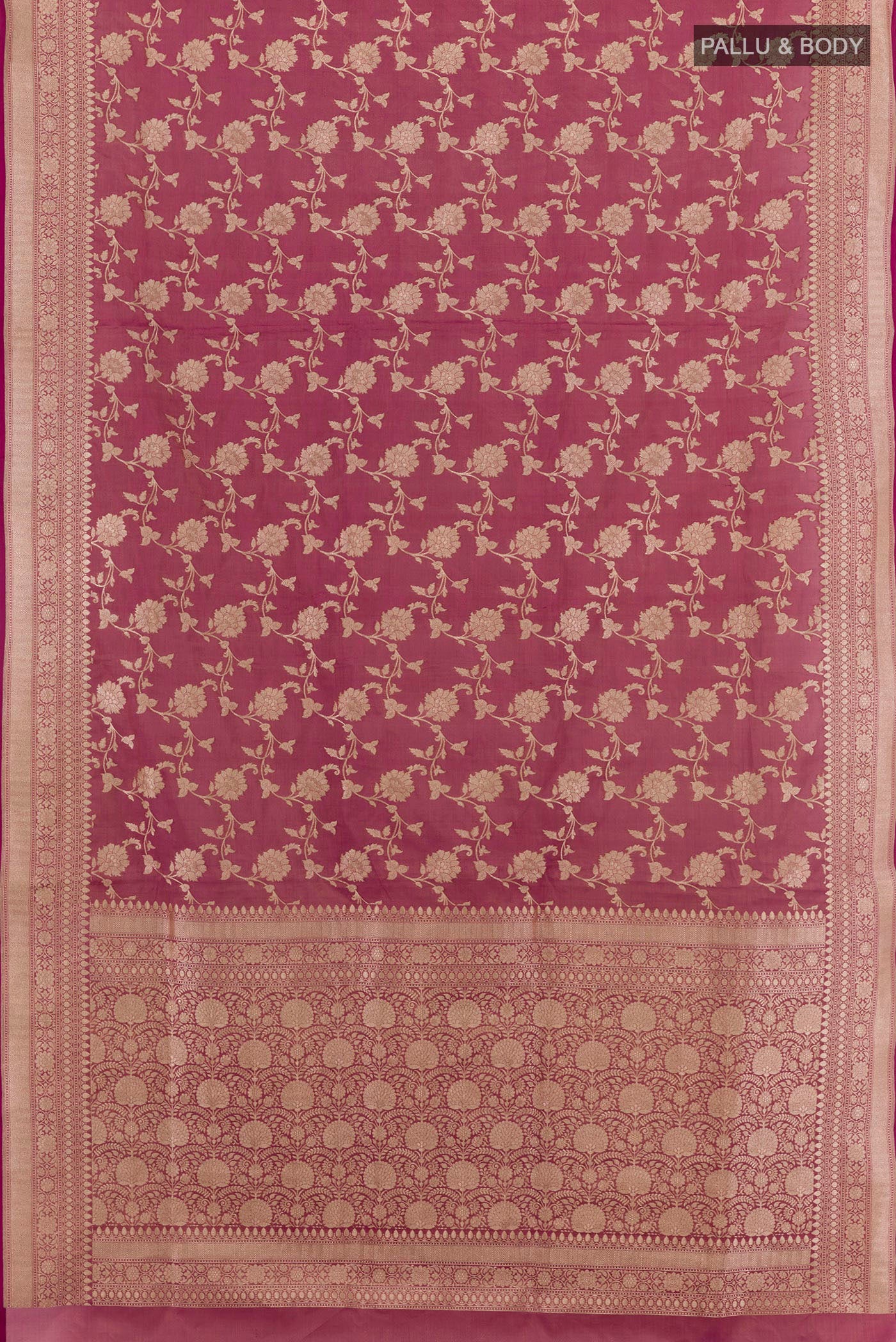 Magenta Banarasi Silk Saree - Image 3