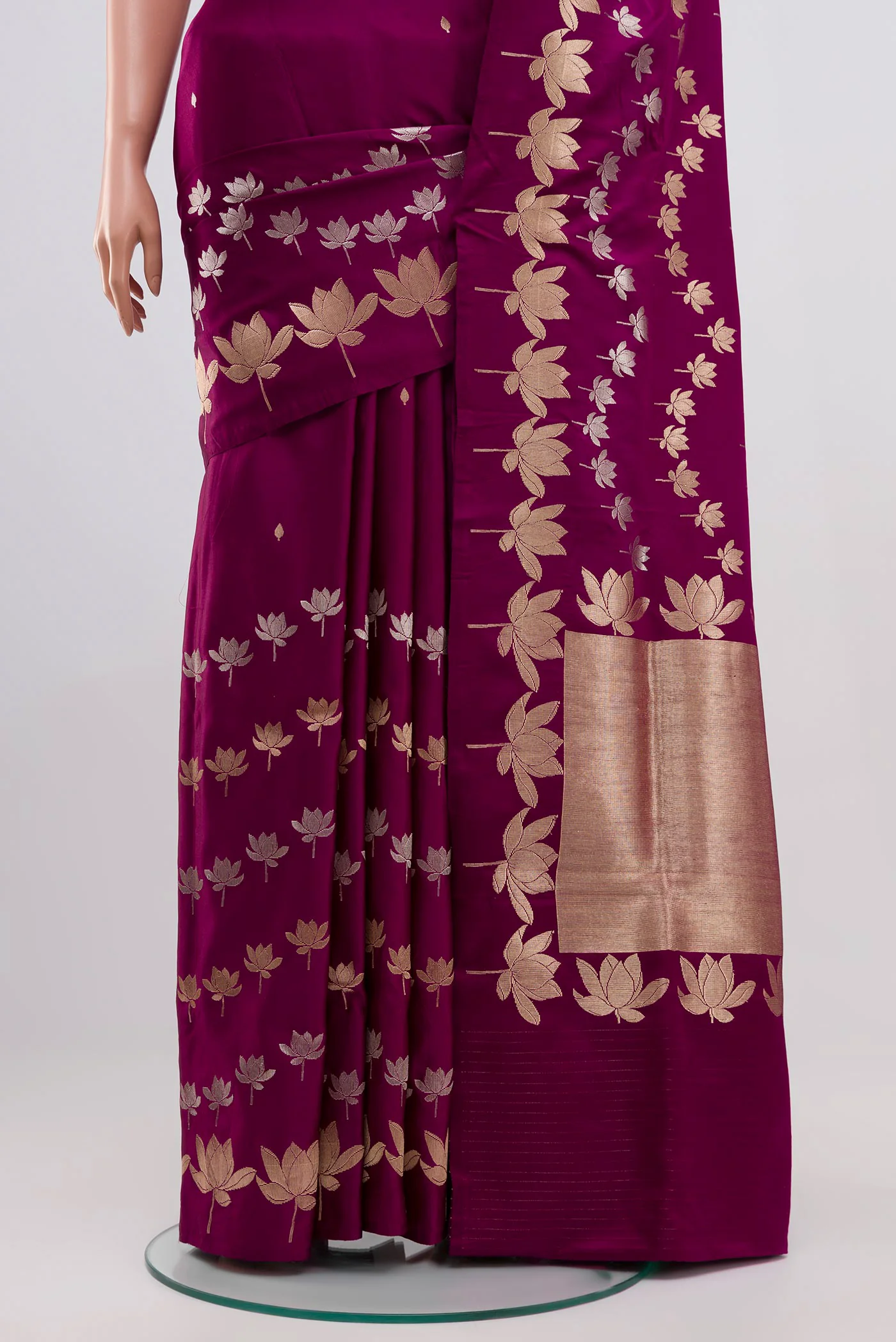 Purple Banarasi Silk Saree - Image 3