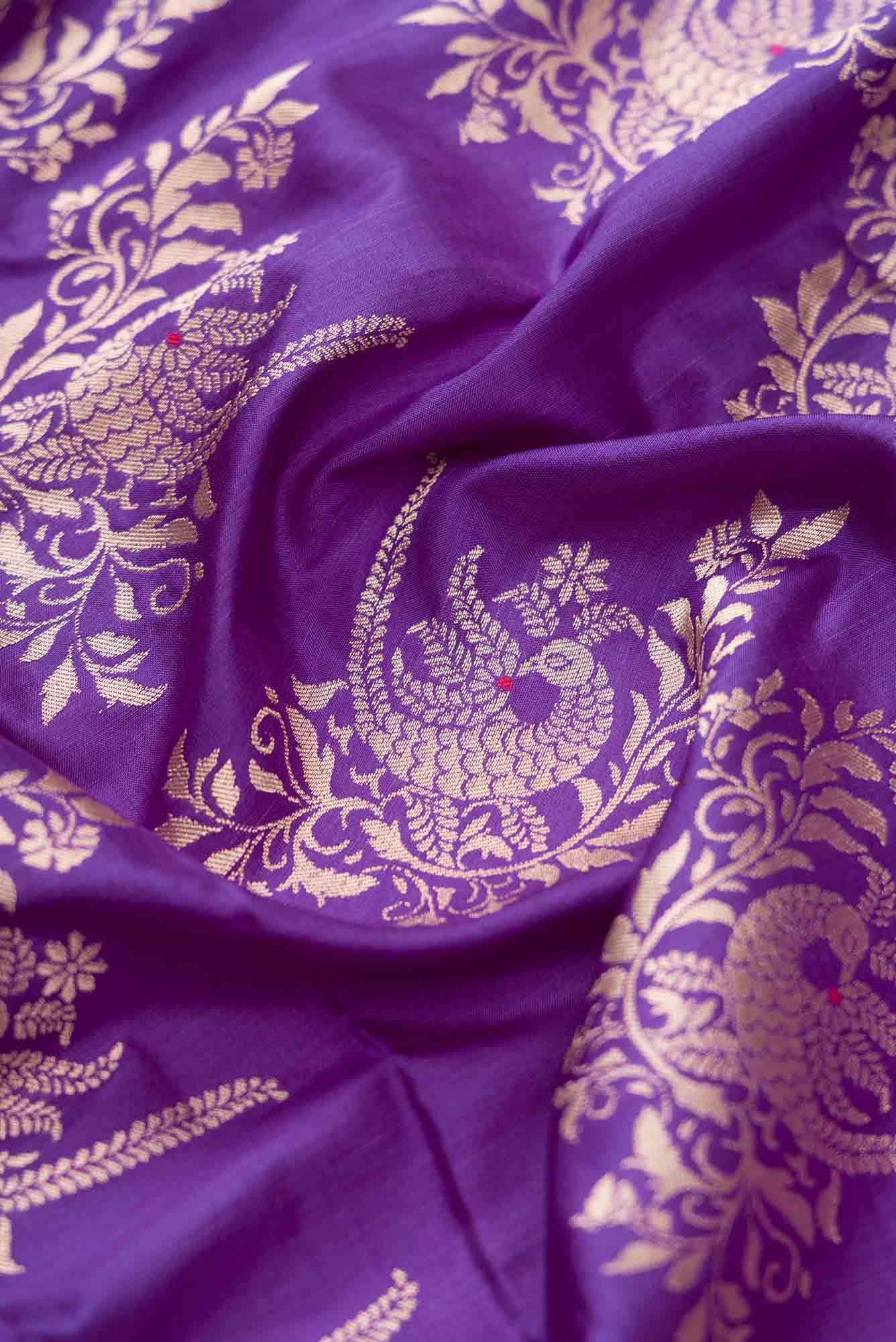 Mahika-Purple Banarasi Silk Saree - Image 3