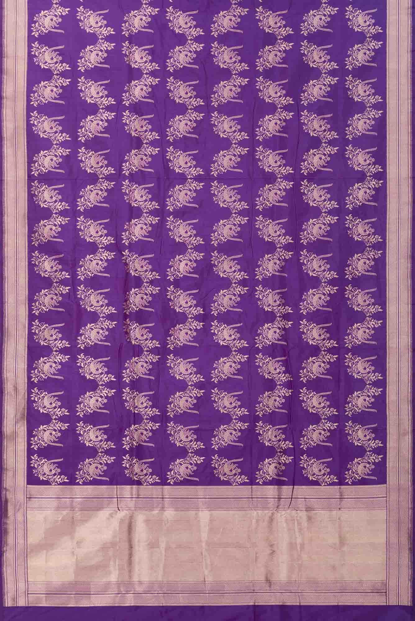 Mahika-Purple Banarasi Silk Saree - Image 4