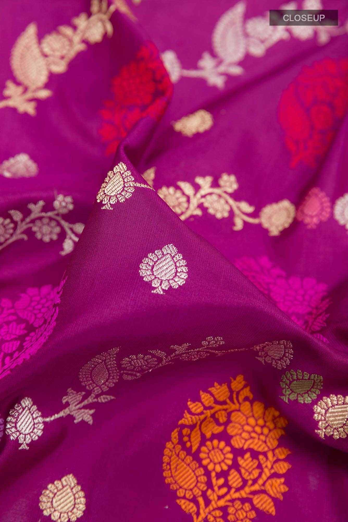 Purple Banarasi Silk Saree - Image 3