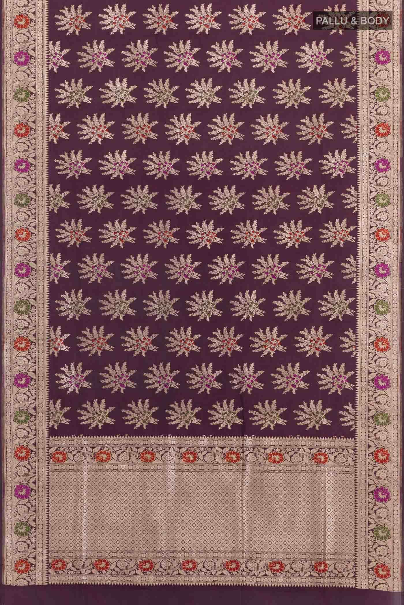 Purple Banarasi Silk Saree - Image 4