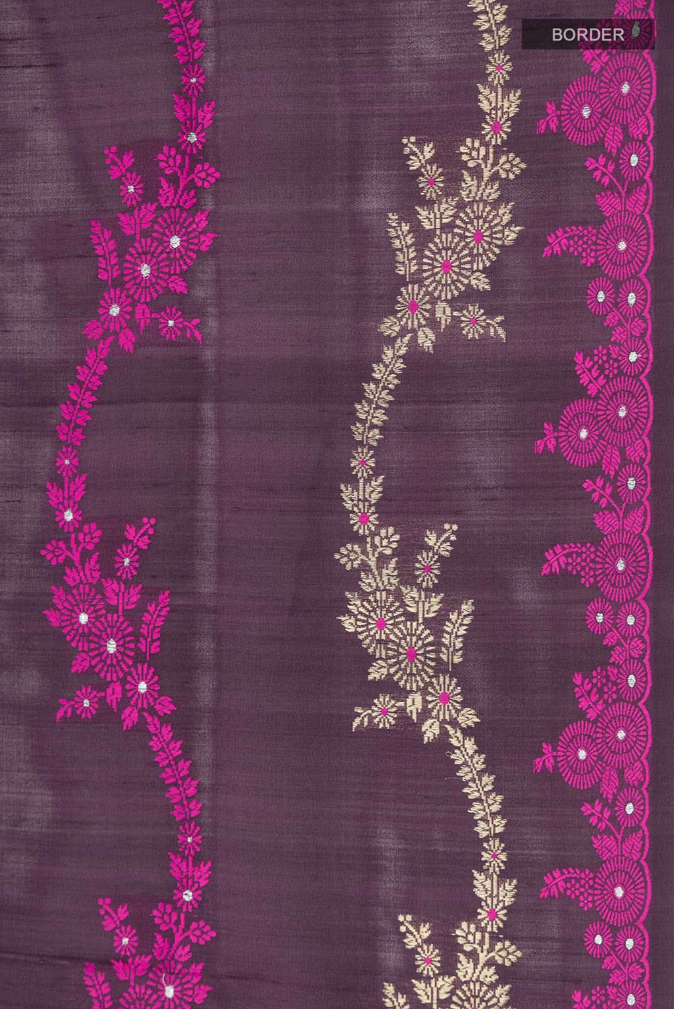 Purple Banarasi Silk Saree - Image 6