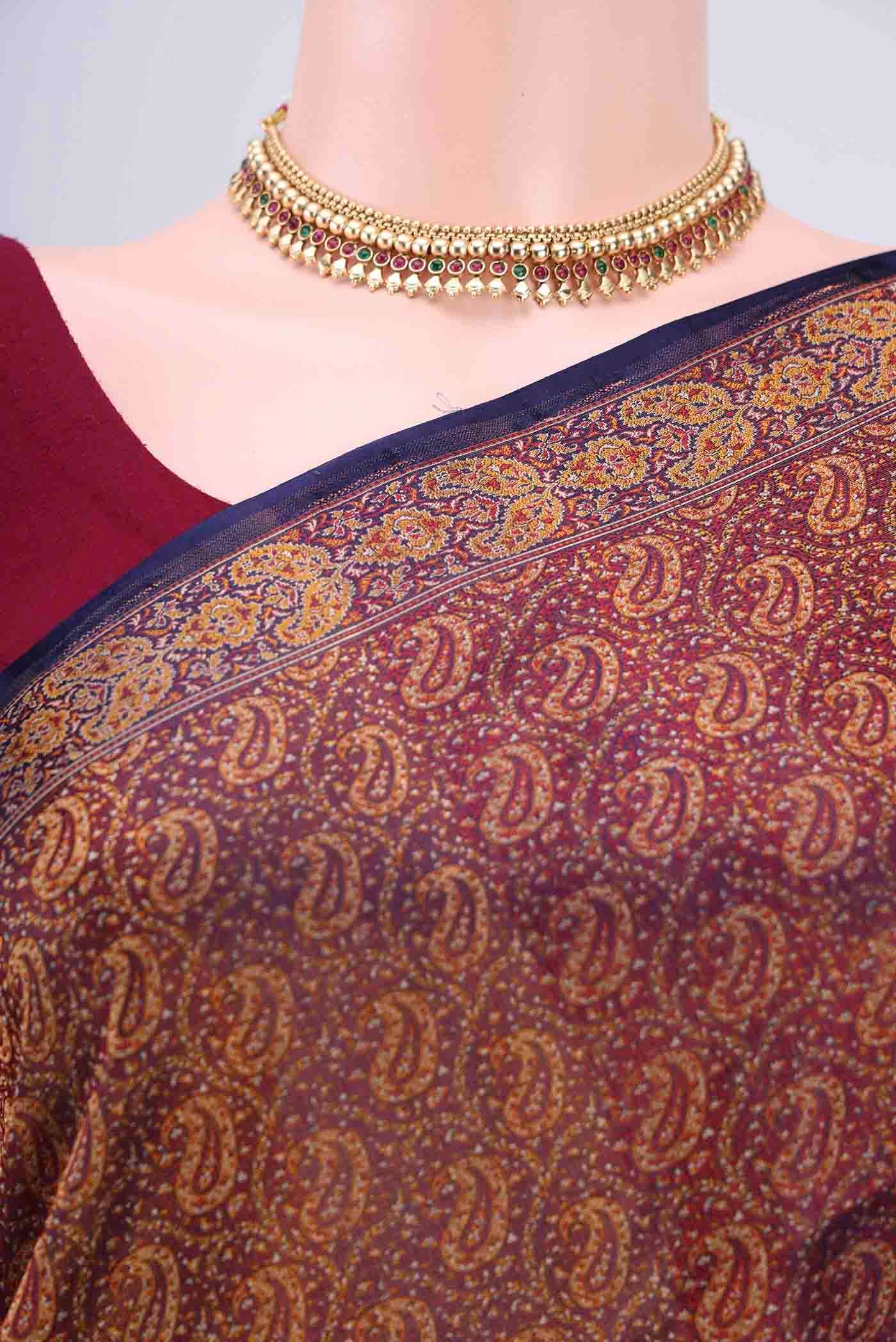 Purple Banarasi Tanchoi Silk Saree - Image 2