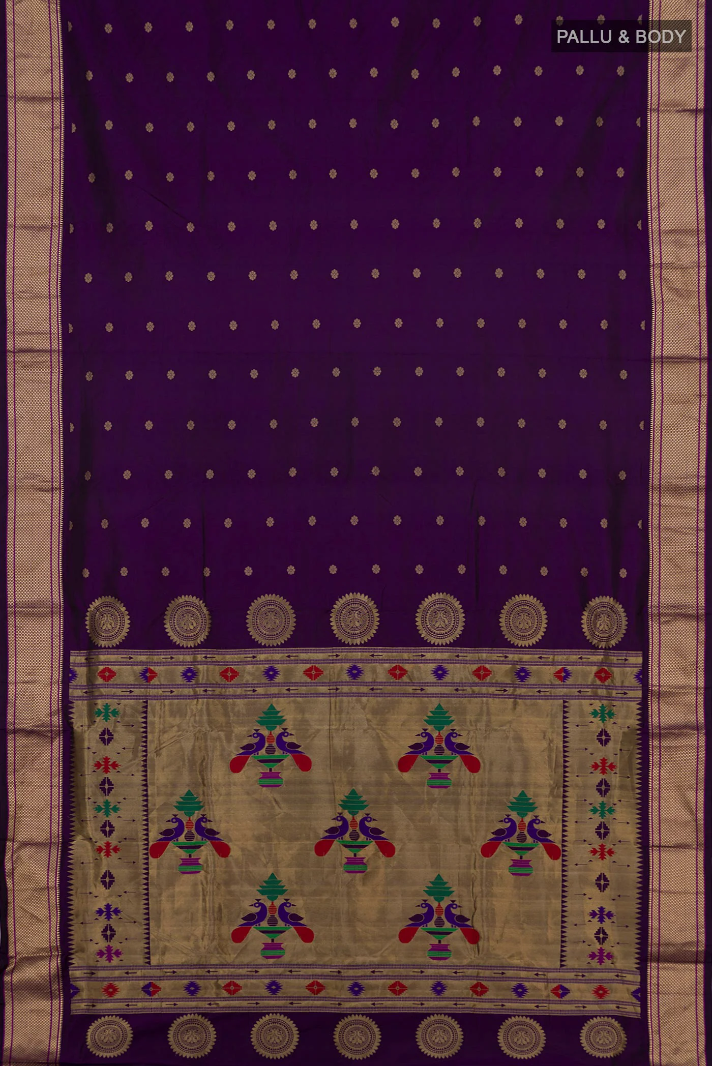 Violet Blended Paithani Silk Saree - Image 5
