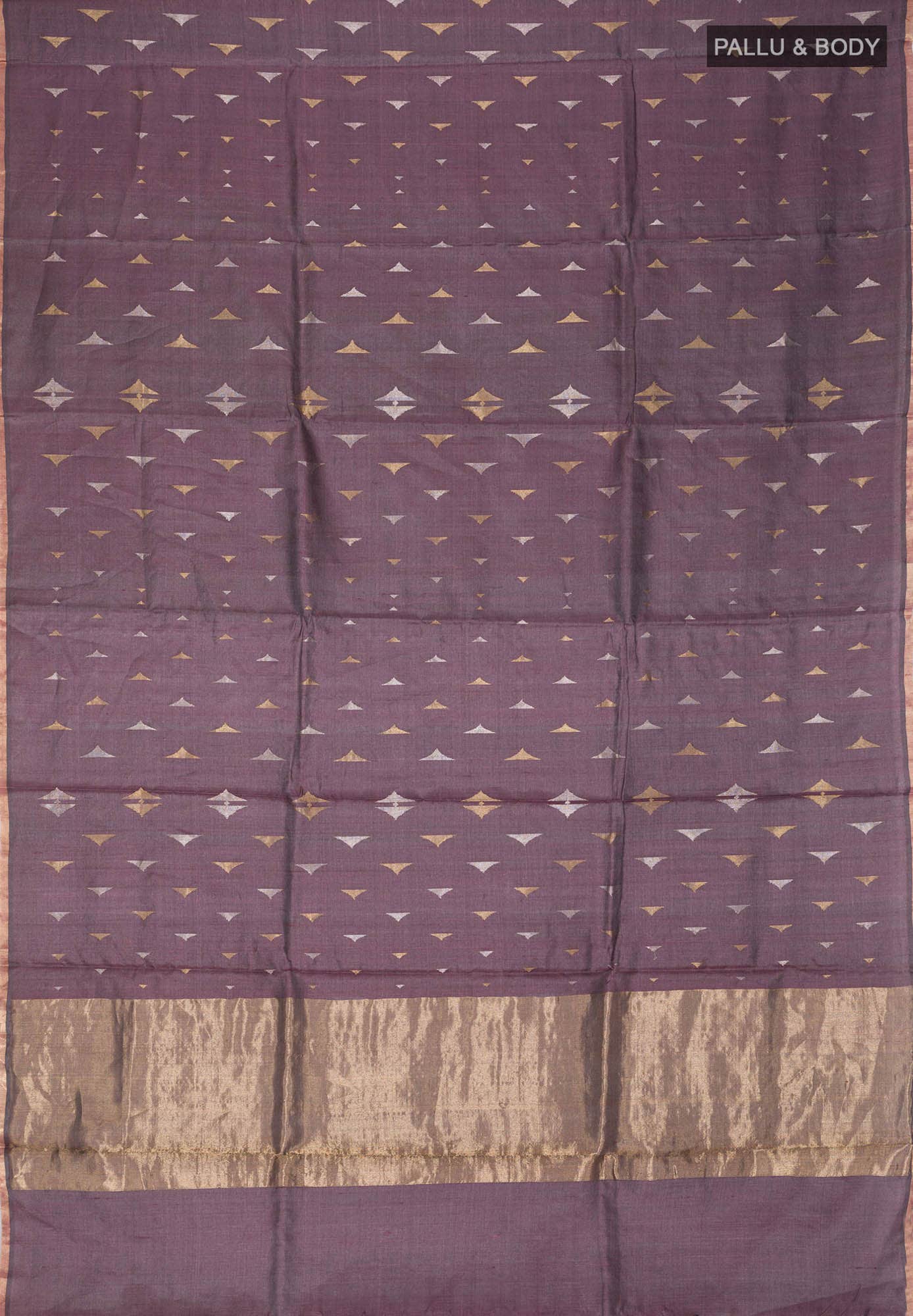 Purple Bhagalpuri Tussar Silk Saree - Image 4