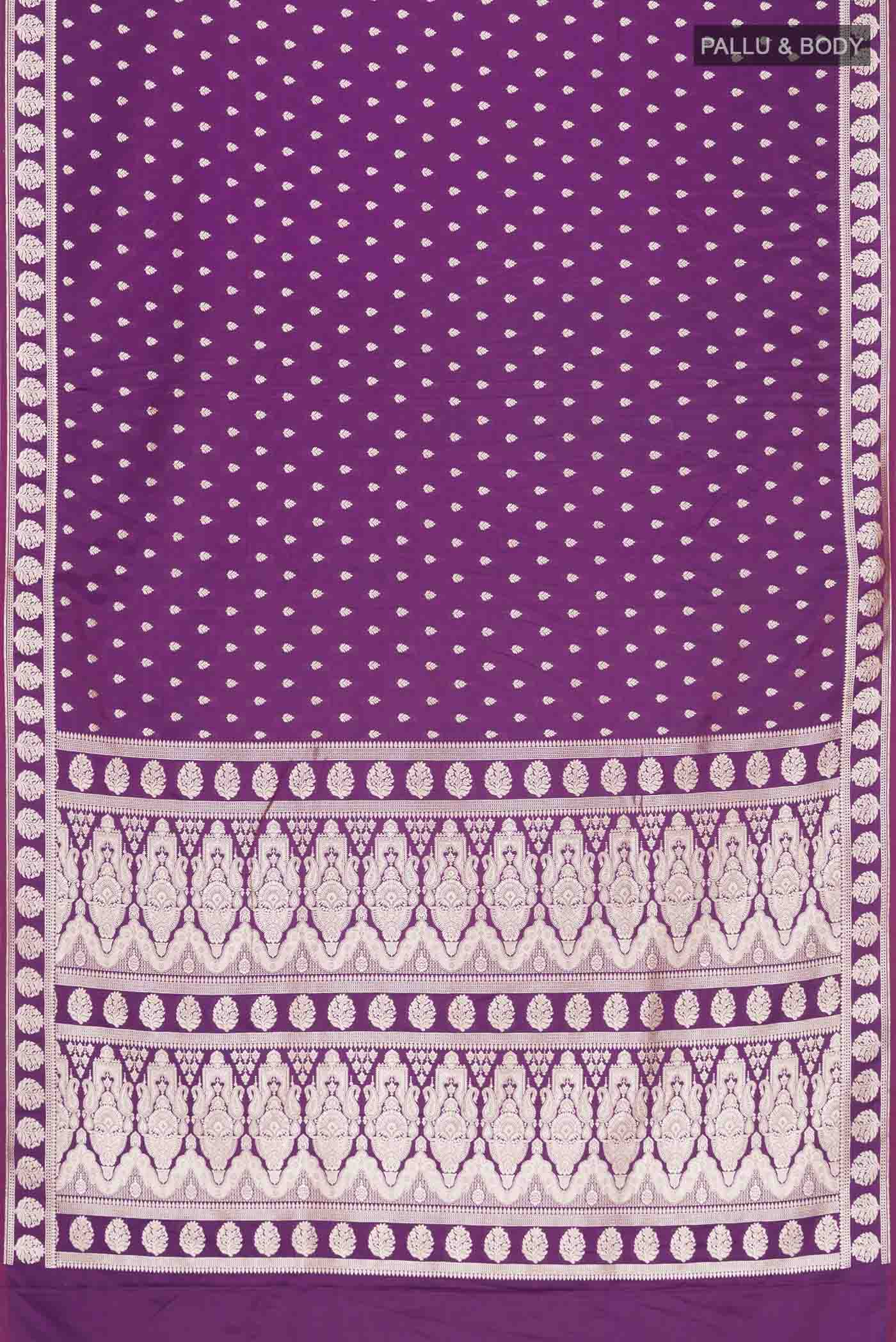 Purple Blended Banarasi Silk Saree - Image 3