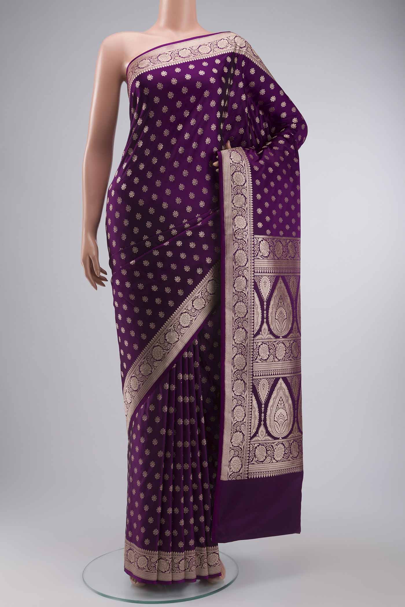 Purple Blended Banarasi Silk Saree