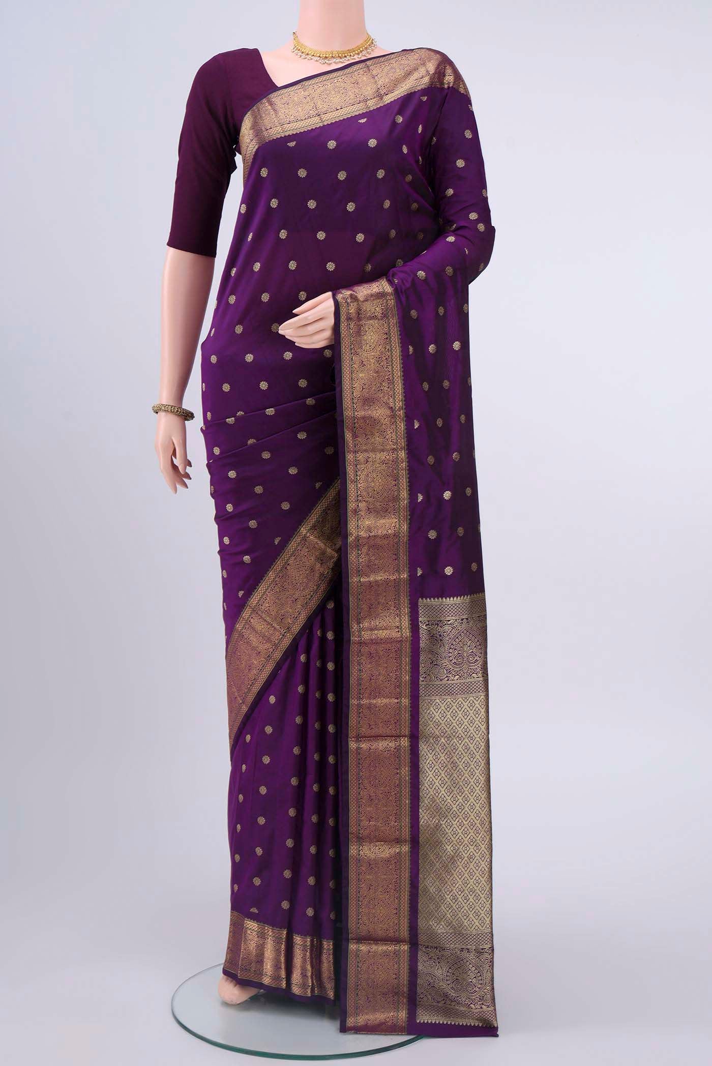 Purple Blended Bangalore Silk Saree