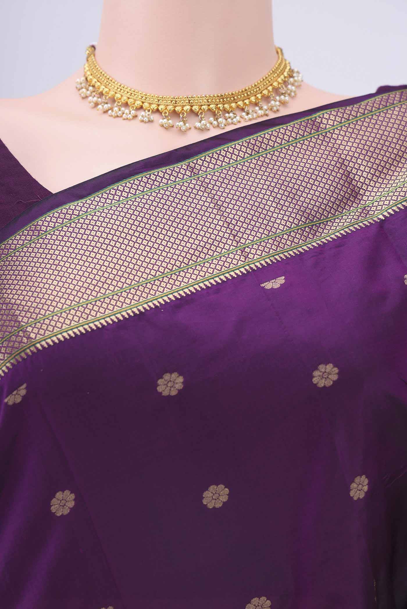 Purple Blended Bangalore Silk Saree - Image 2