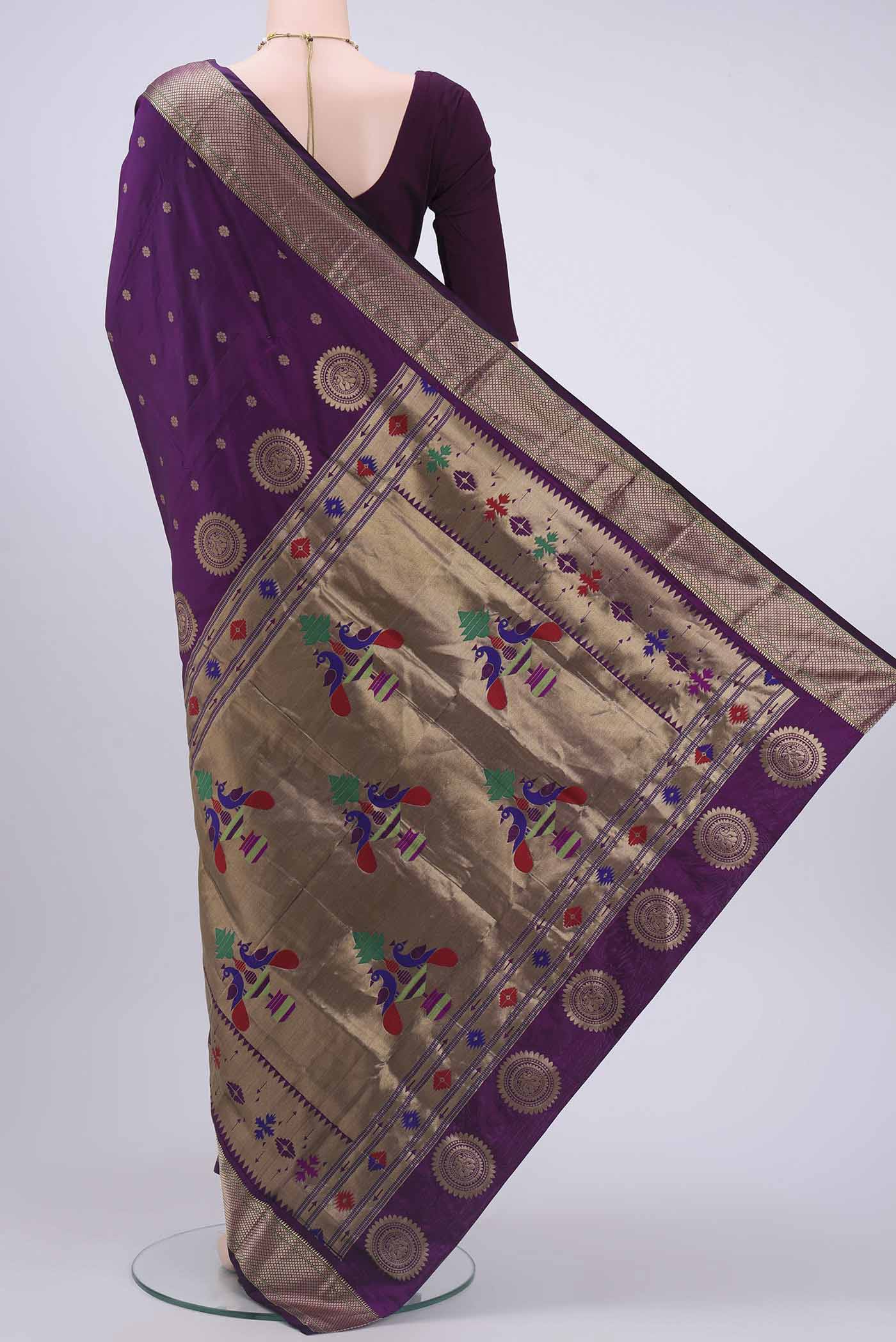 Purple Blended Bangalore Silk Saree - Image 3