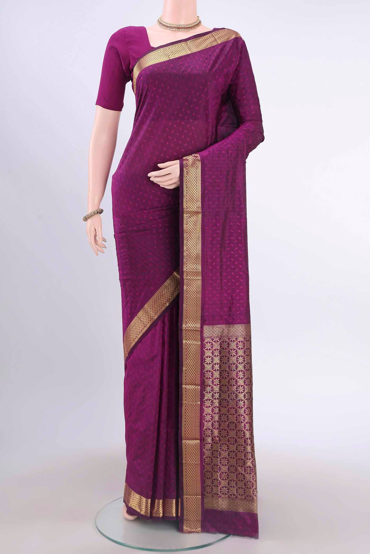 Purple Blended Bangalore Silk Saree