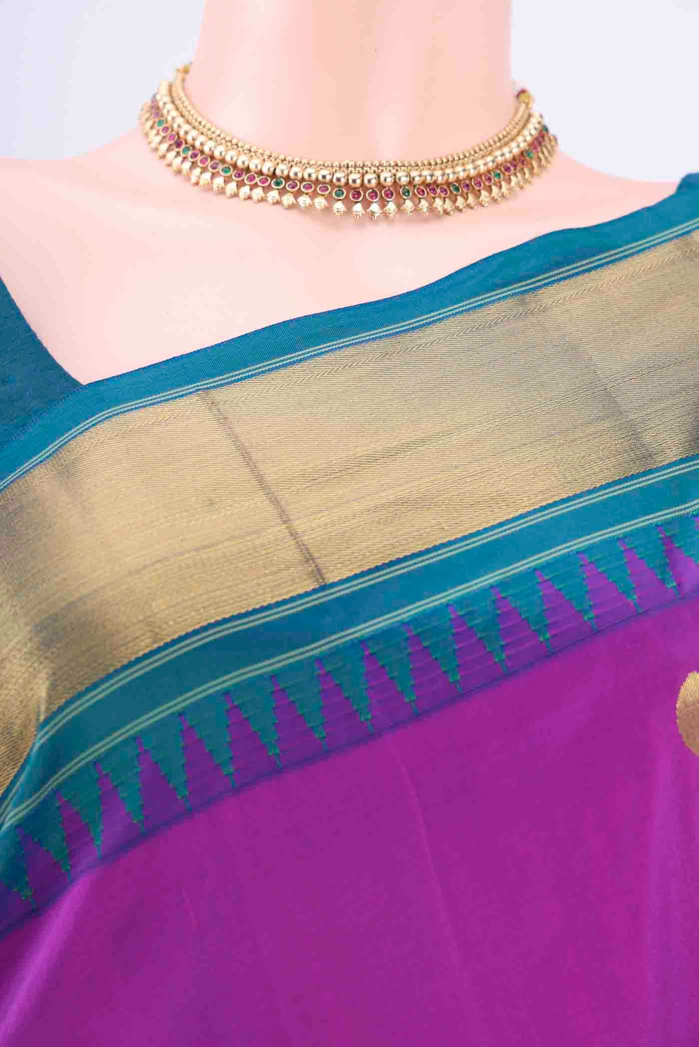 Purple Blended Bangalore Silk Saree - Image 2