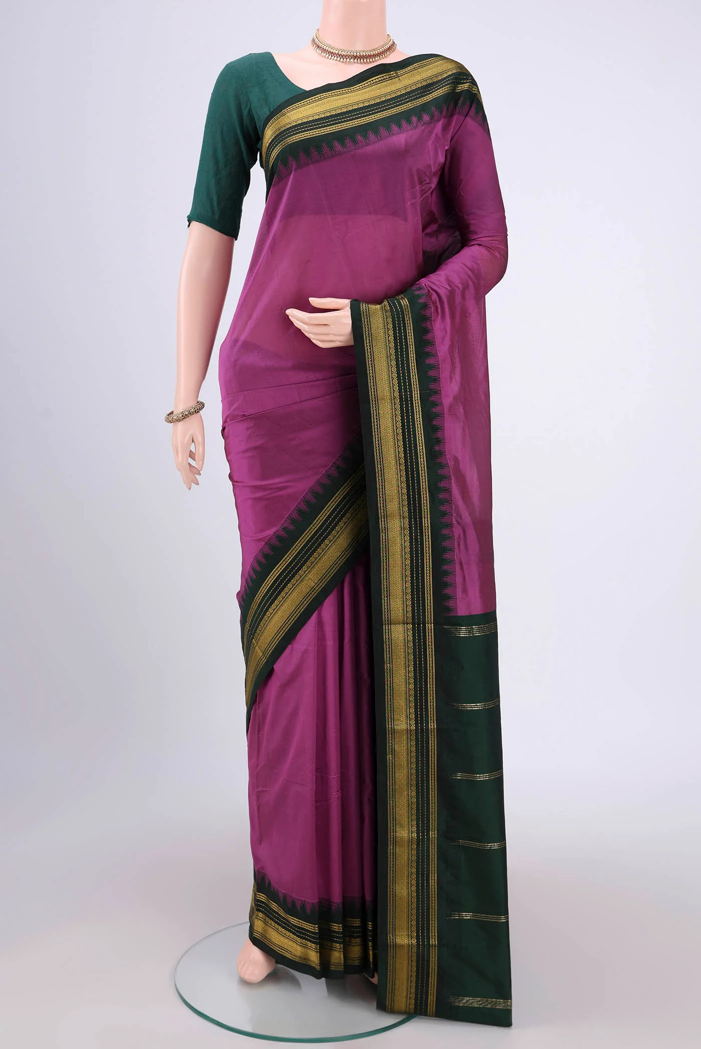 Purple Blended Bangalore Silk Saree