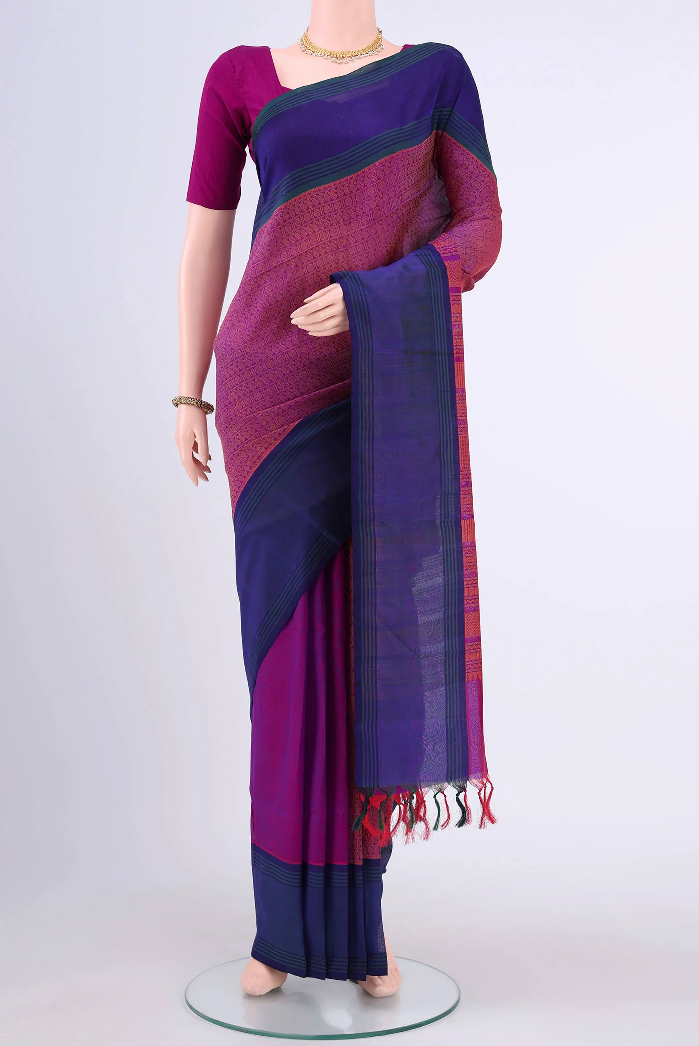 Purple Blended Coimbatore Silk Cotton Saree