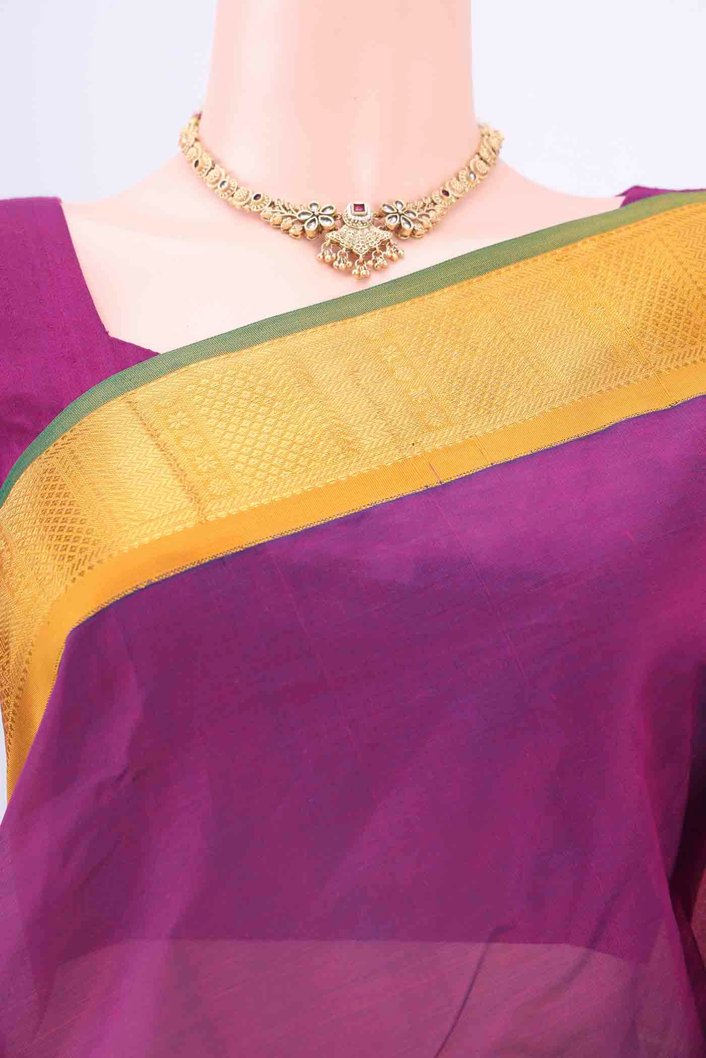 Purple Blended Coimbatore Silk Cotton Saree - Image 2