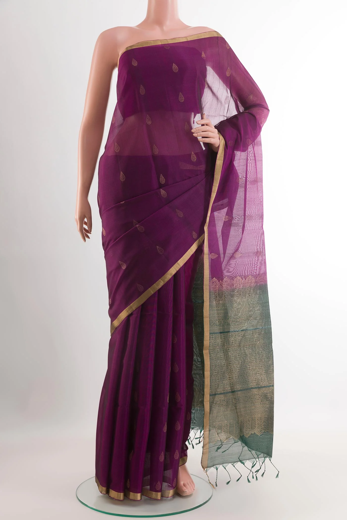 Purple Silk Cotton Saree