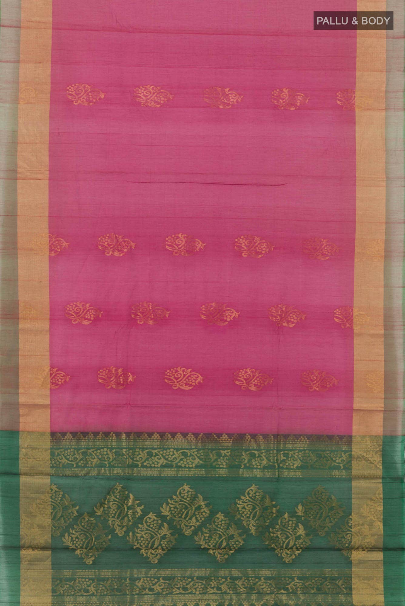 Purple Blended Kora Cotton Saree - Image 2