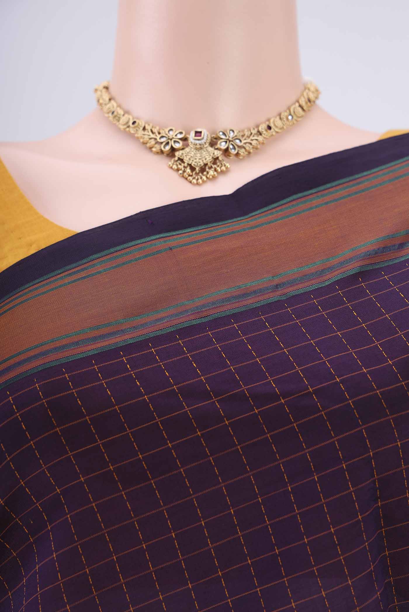 Purple Blended Poly Cotton Saree - Image 2