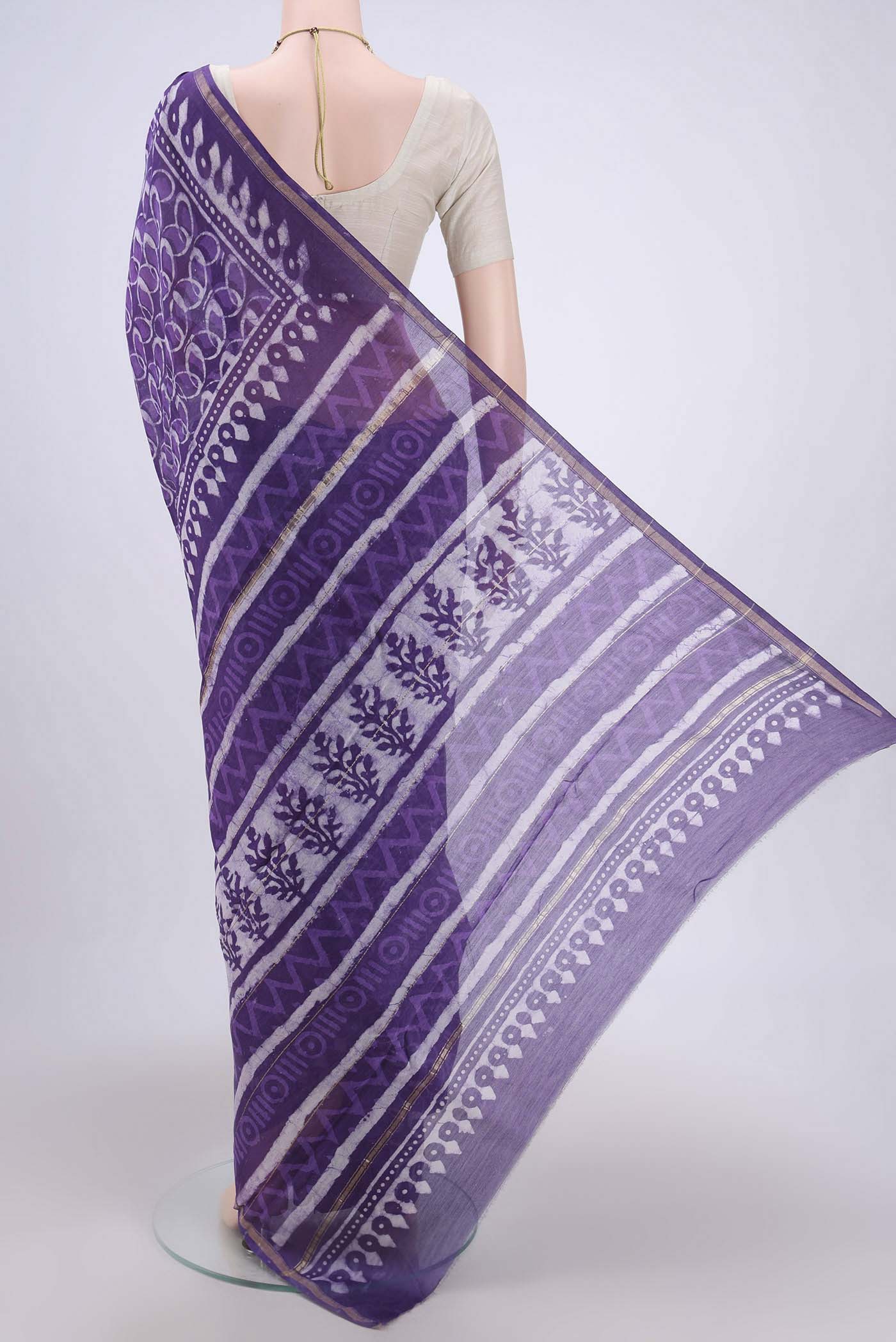 Lavender Chanderi Silk Cotton Saree - Image 3