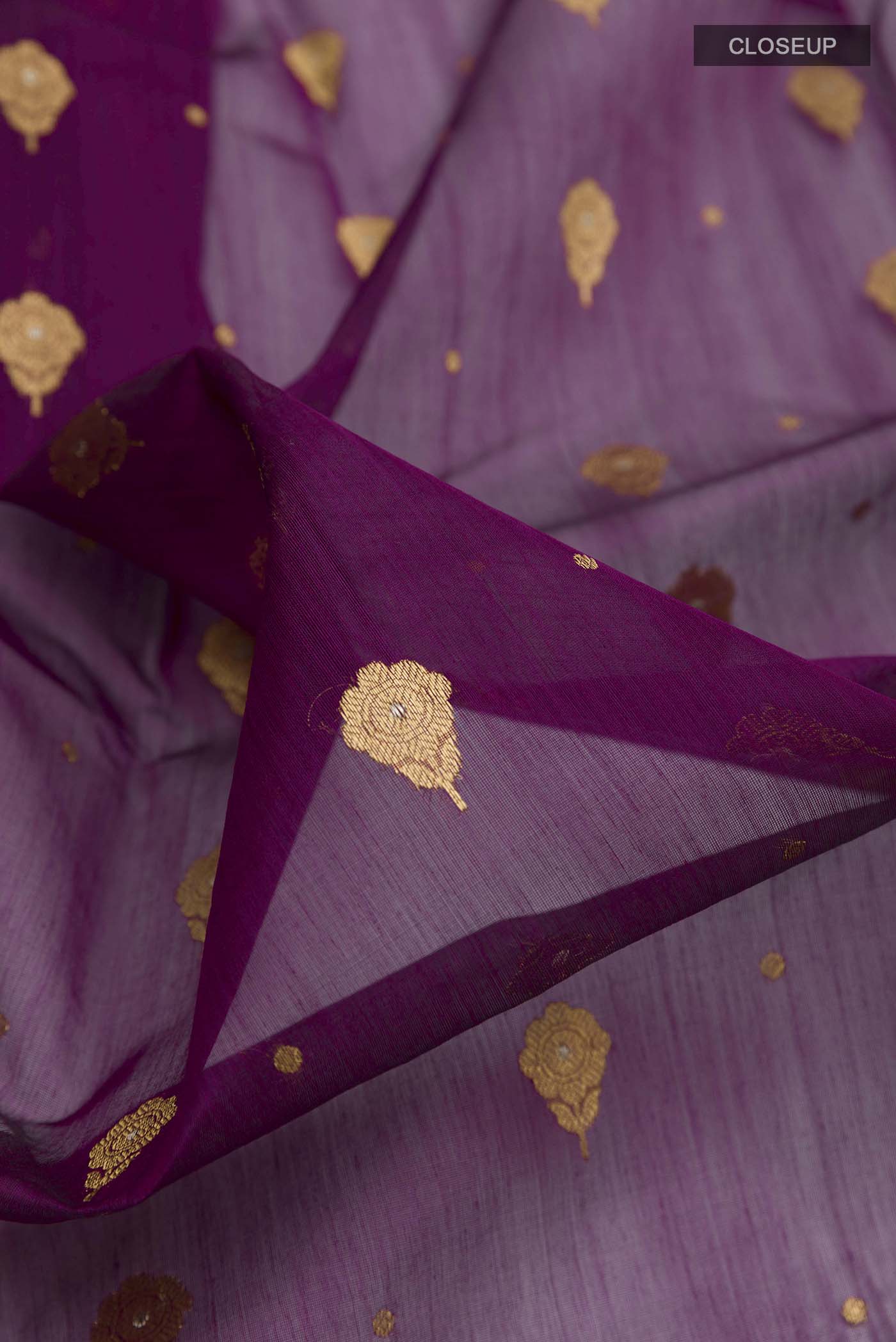 Purple Chanderi Silk Saree - Image 2