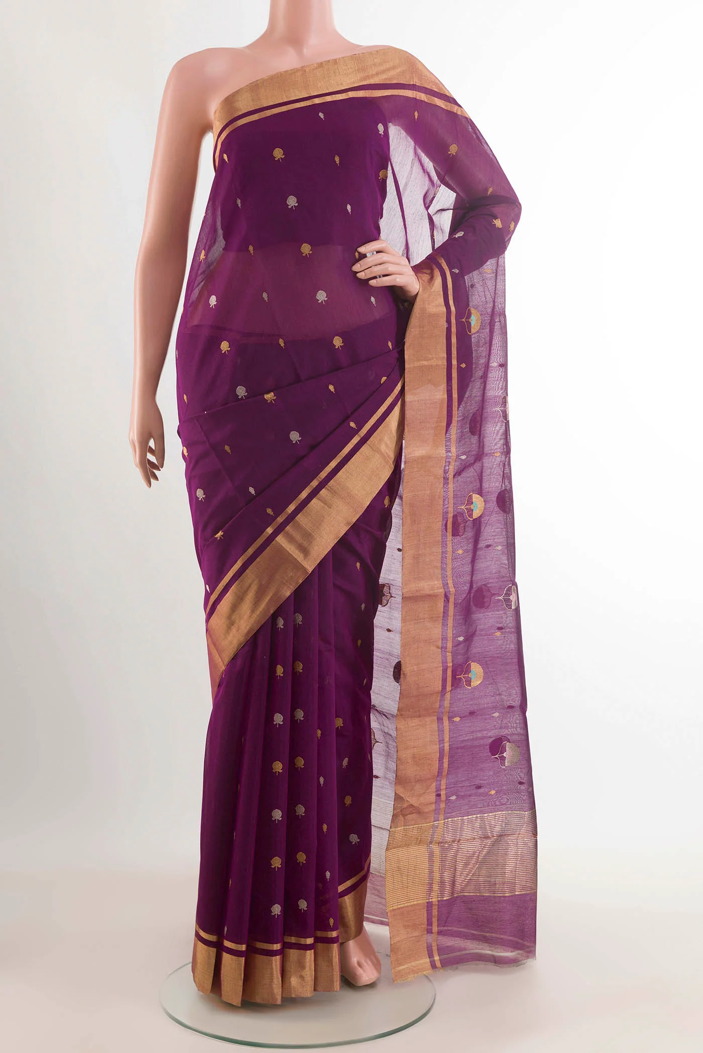 Purple Chanderi Silk Cotton Saree
